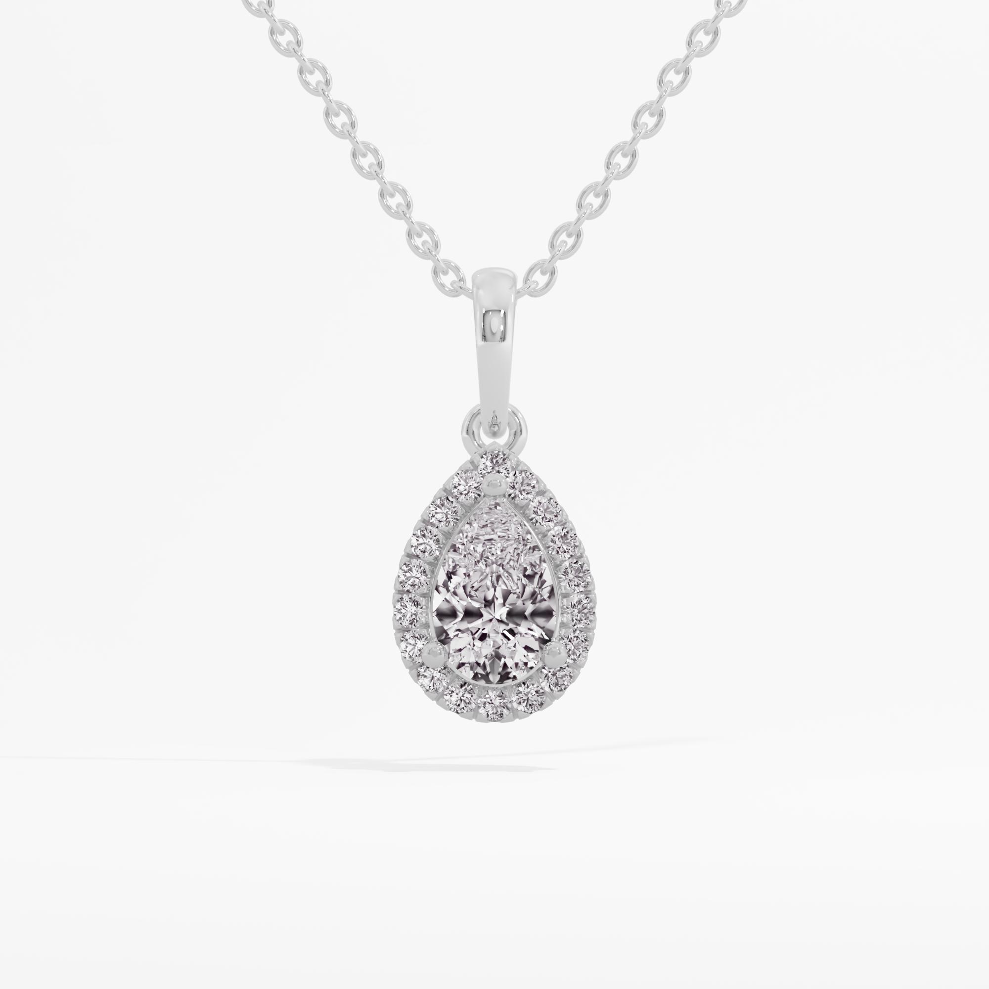 Sleek Pear Halo Pendant