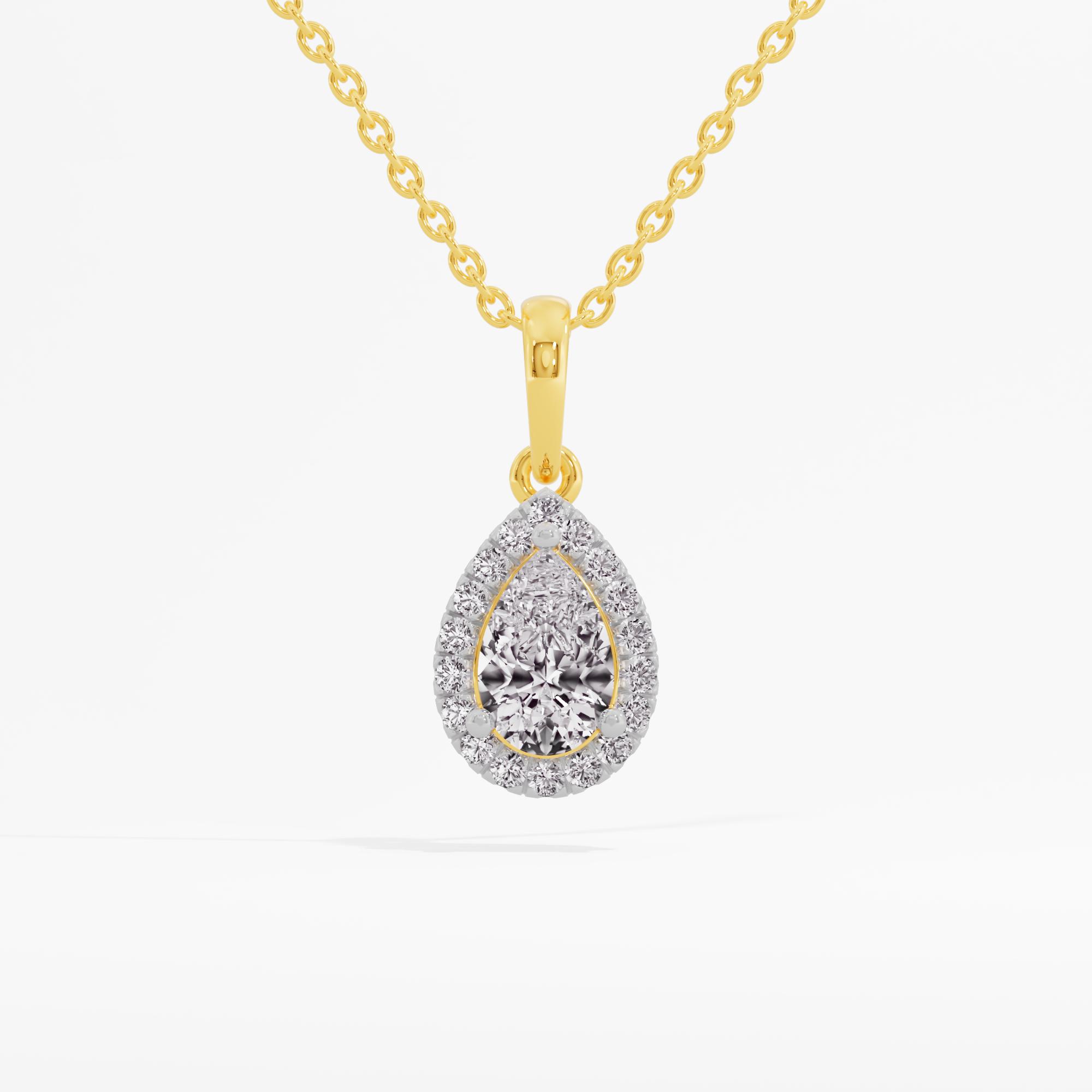 Sleek Pear Halo Pendant
