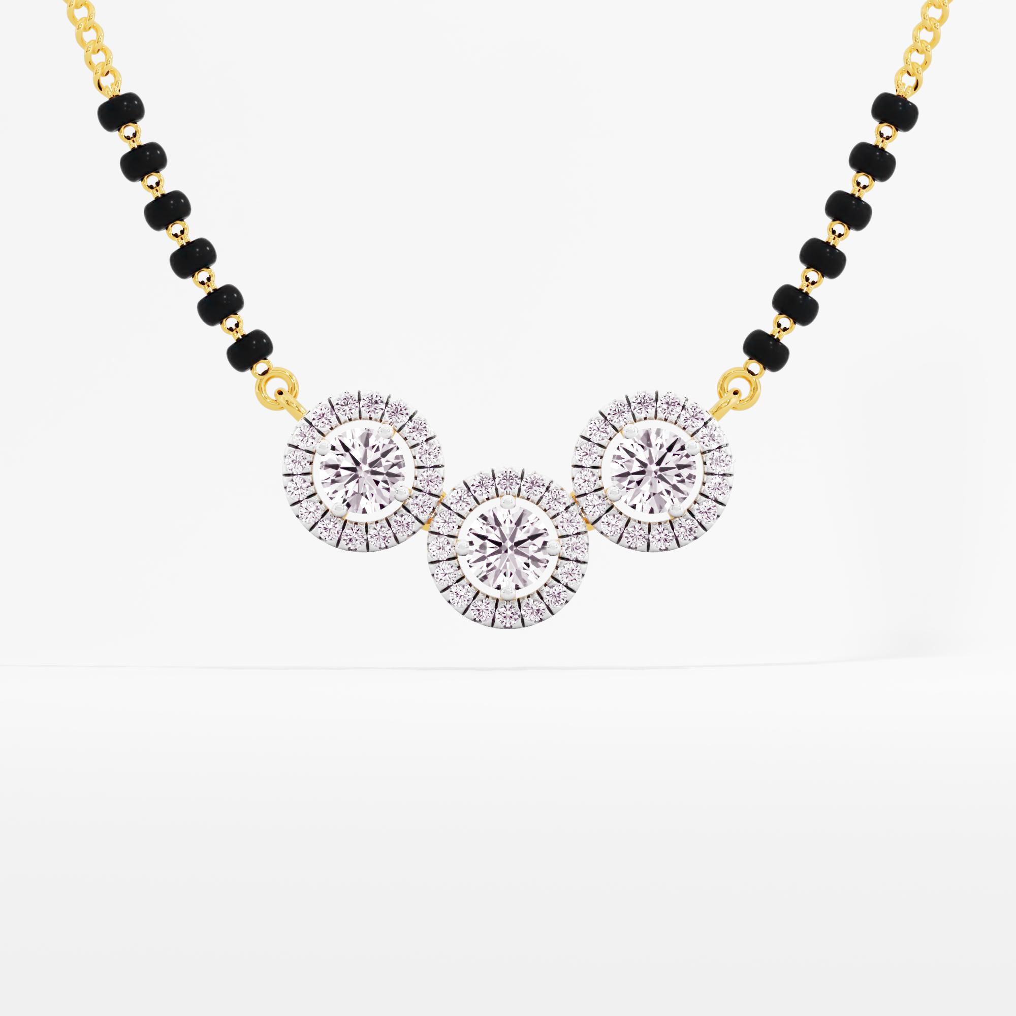 Trident Harmony 3 Stone Halo Mangalsutra