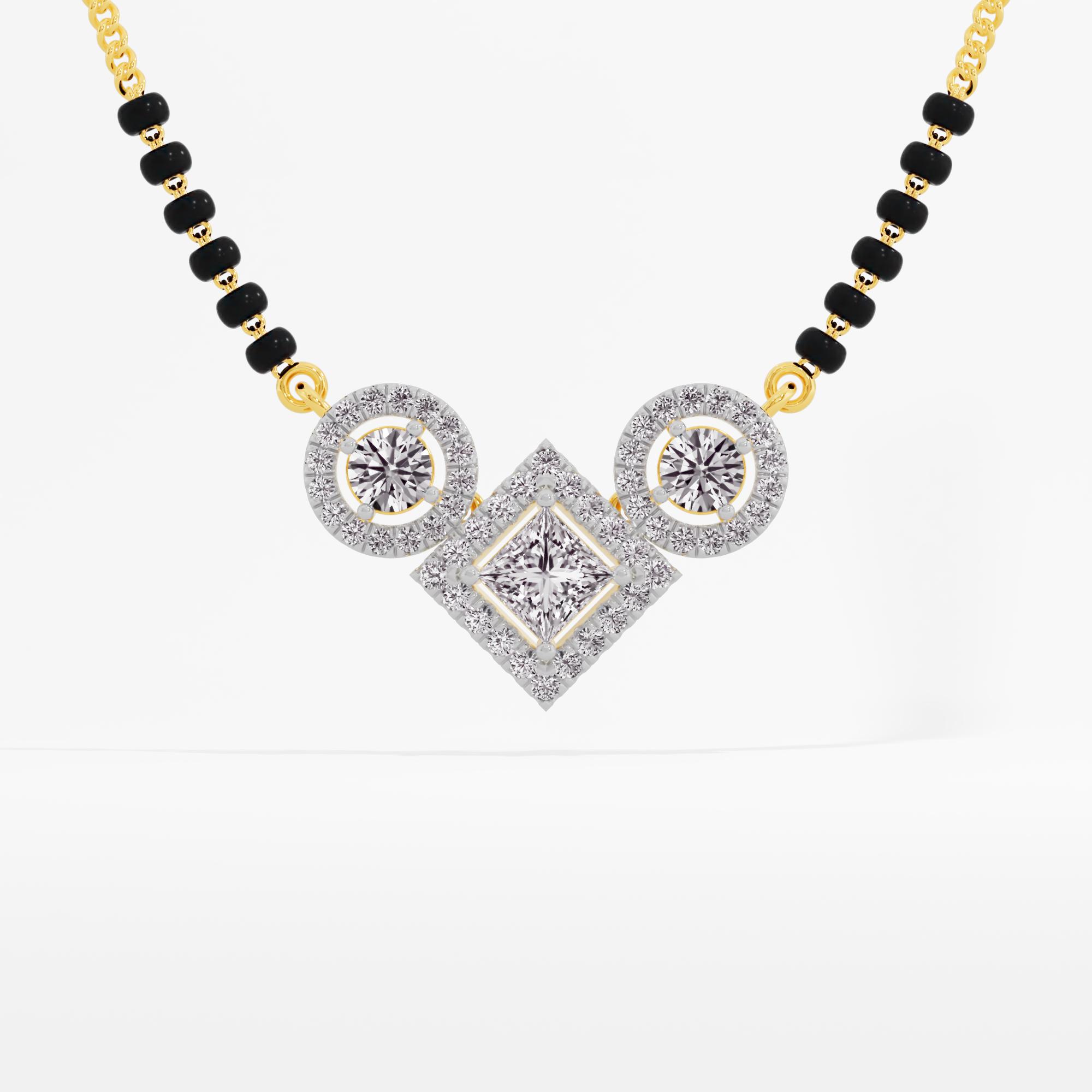 Celestial Trio 3 Stone Halo Mangalsutra