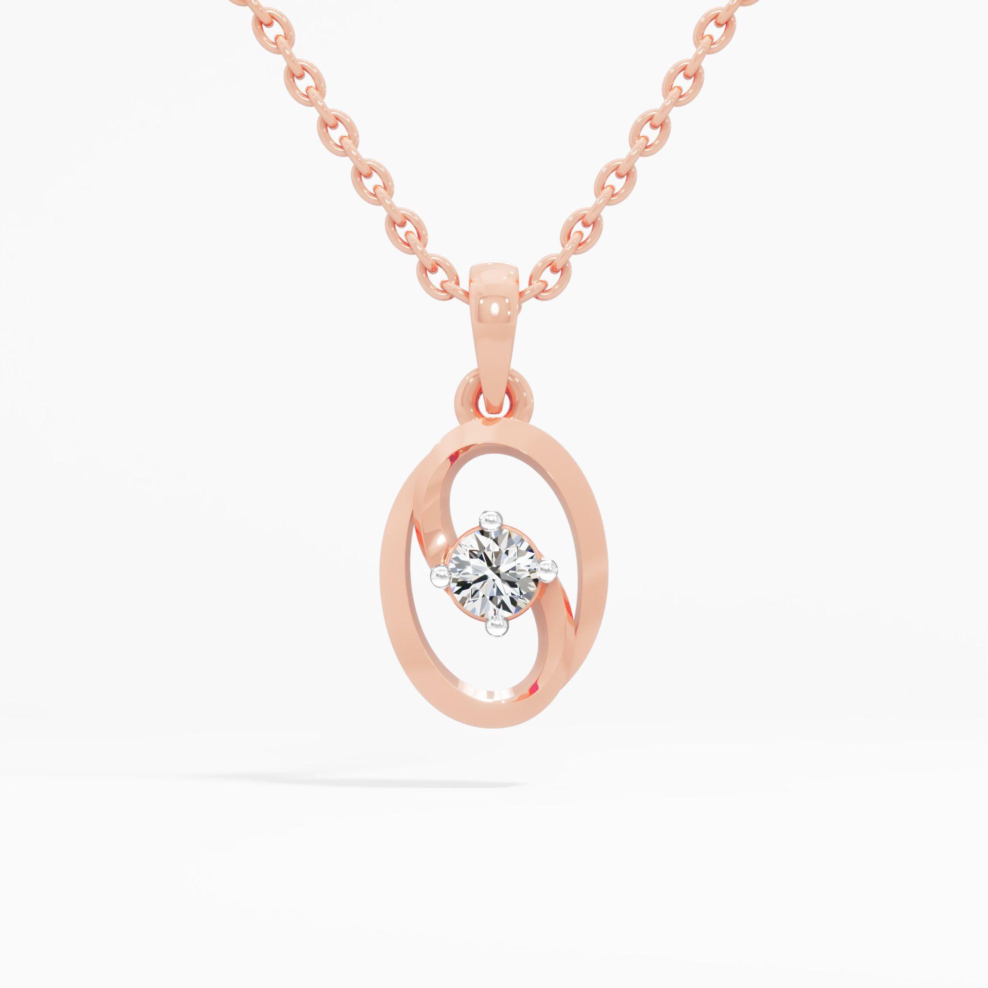 Orbiting Oval Solitaire Pendant