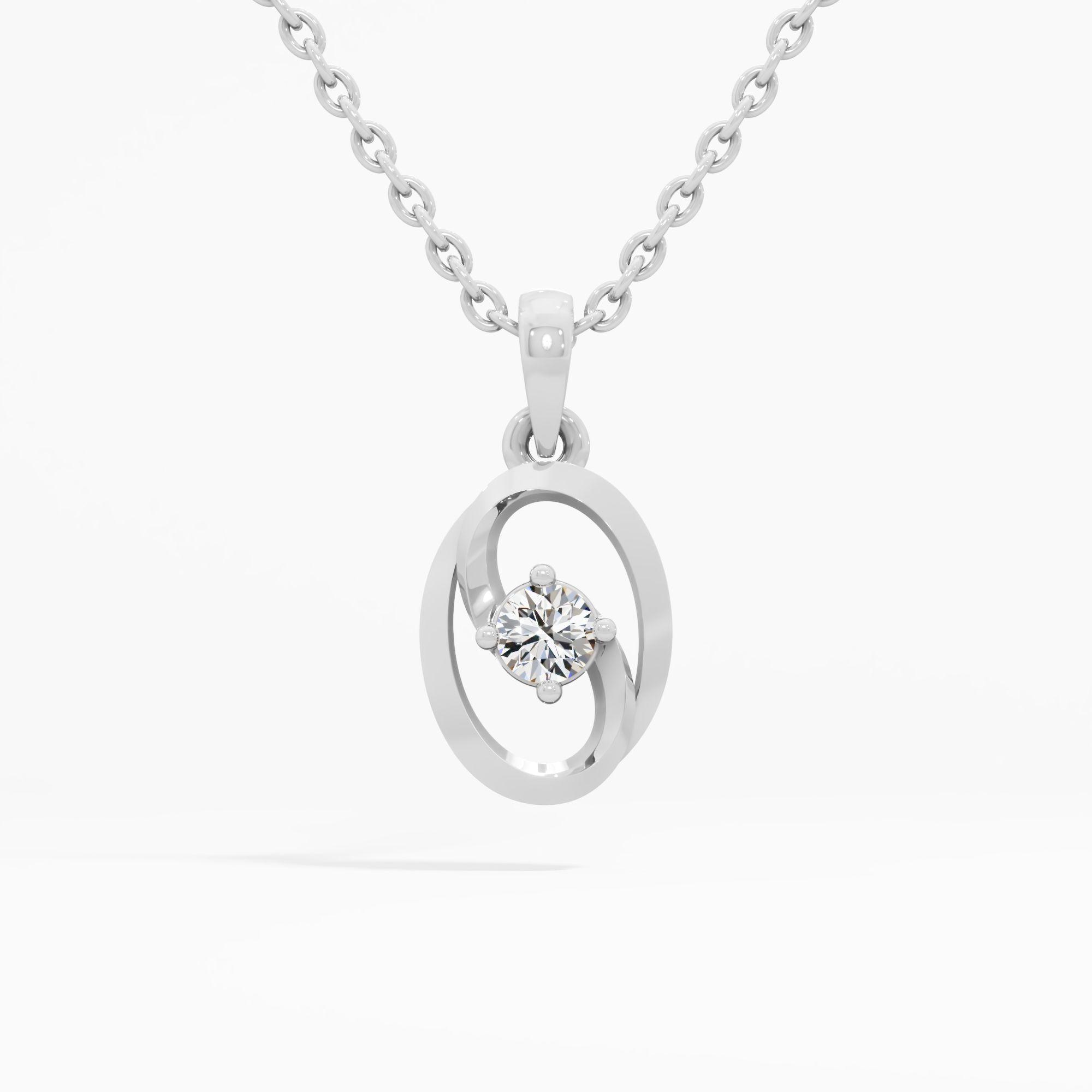 Orbiting Oval Solitaire Pendant