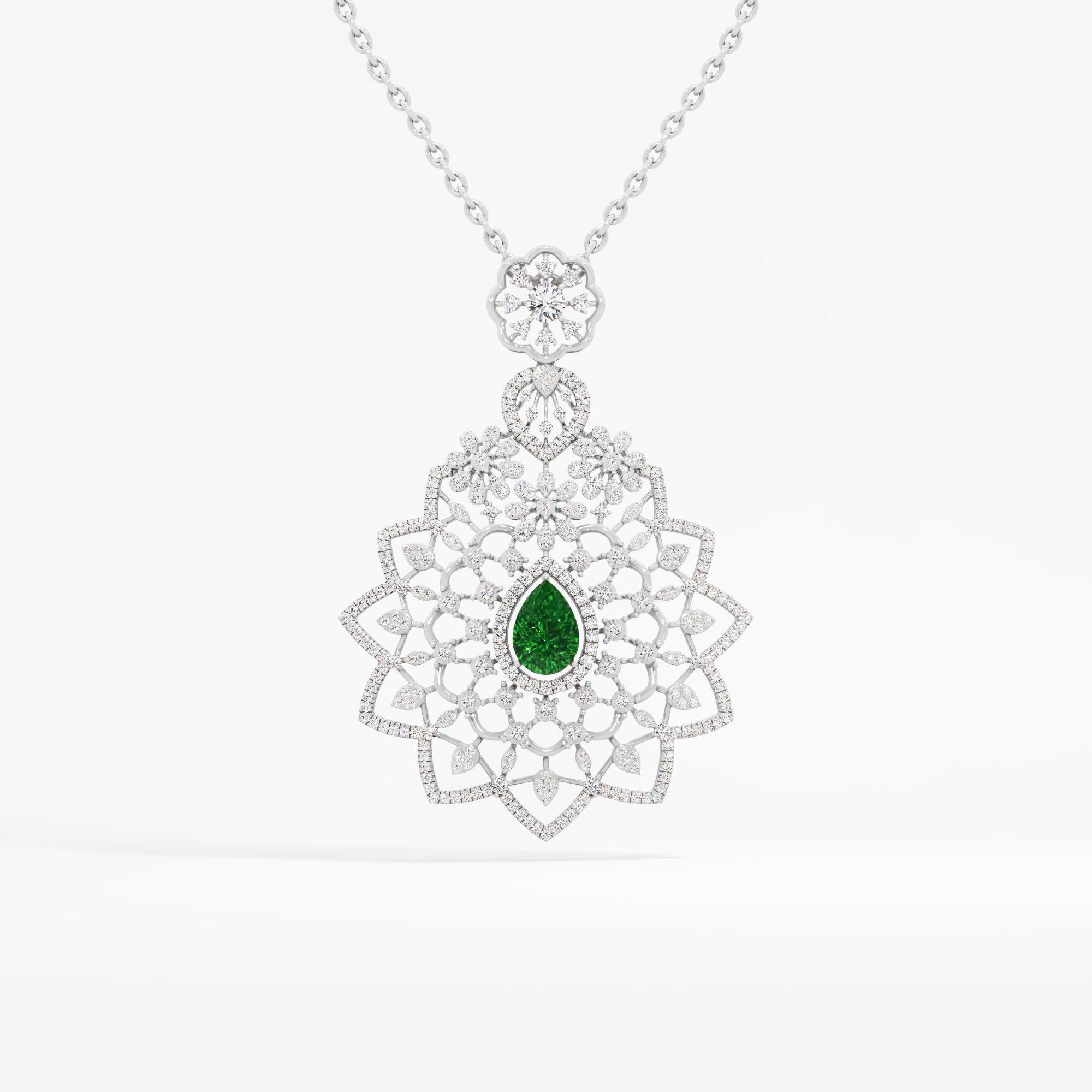 Emerald Royal Bloom Diamond Pendant