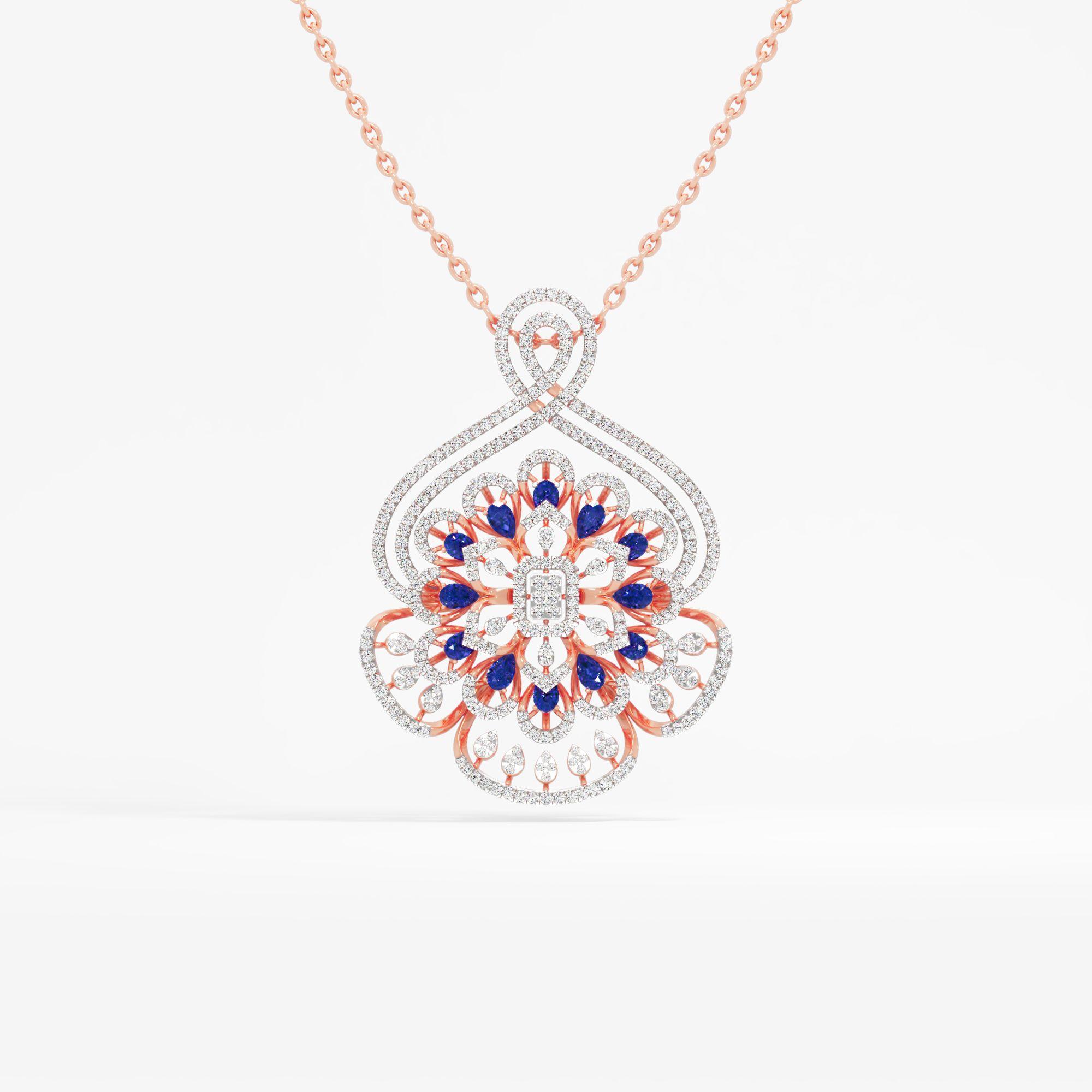 Majestic Floral Sapphire Pendant