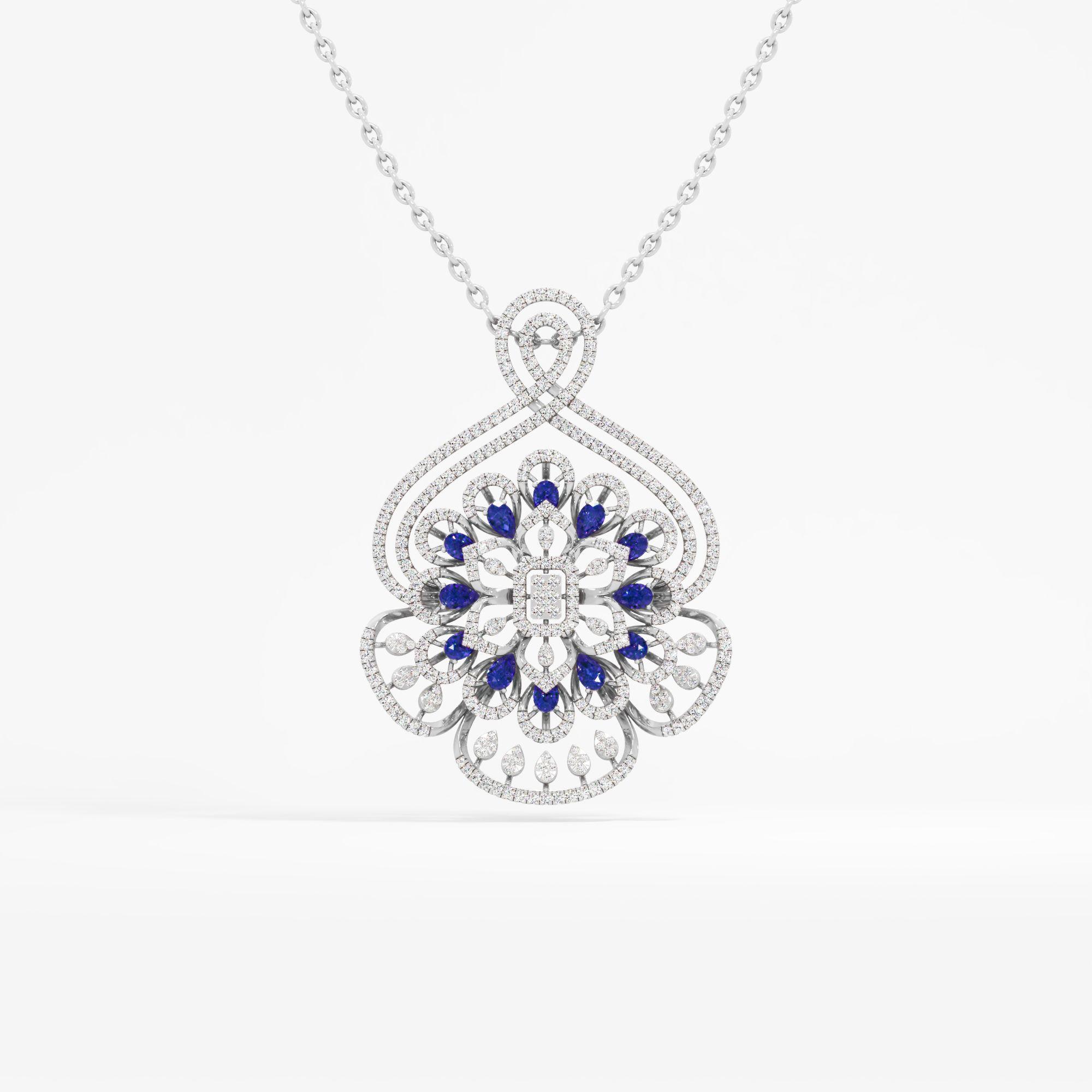 Majestic Floral Sapphire Pendant