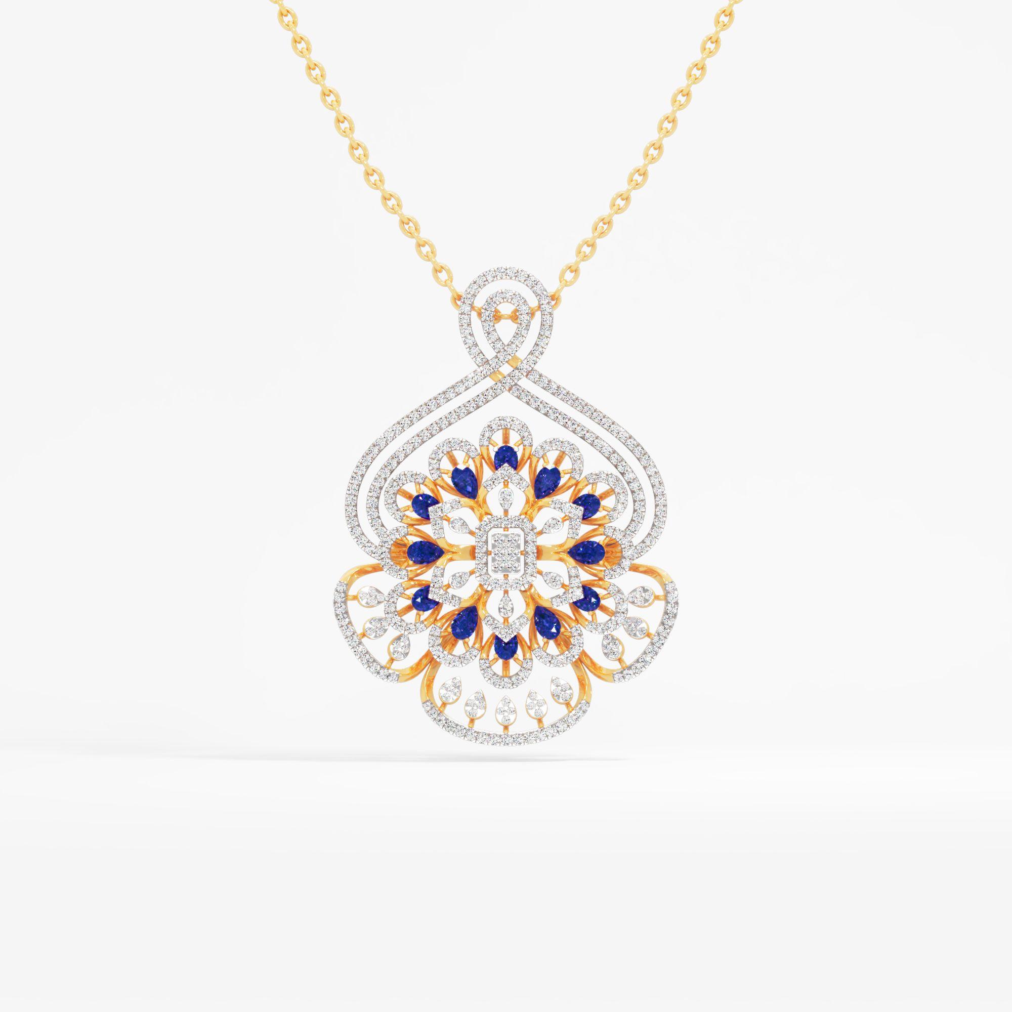 Majestic Floral Sapphire Pendant