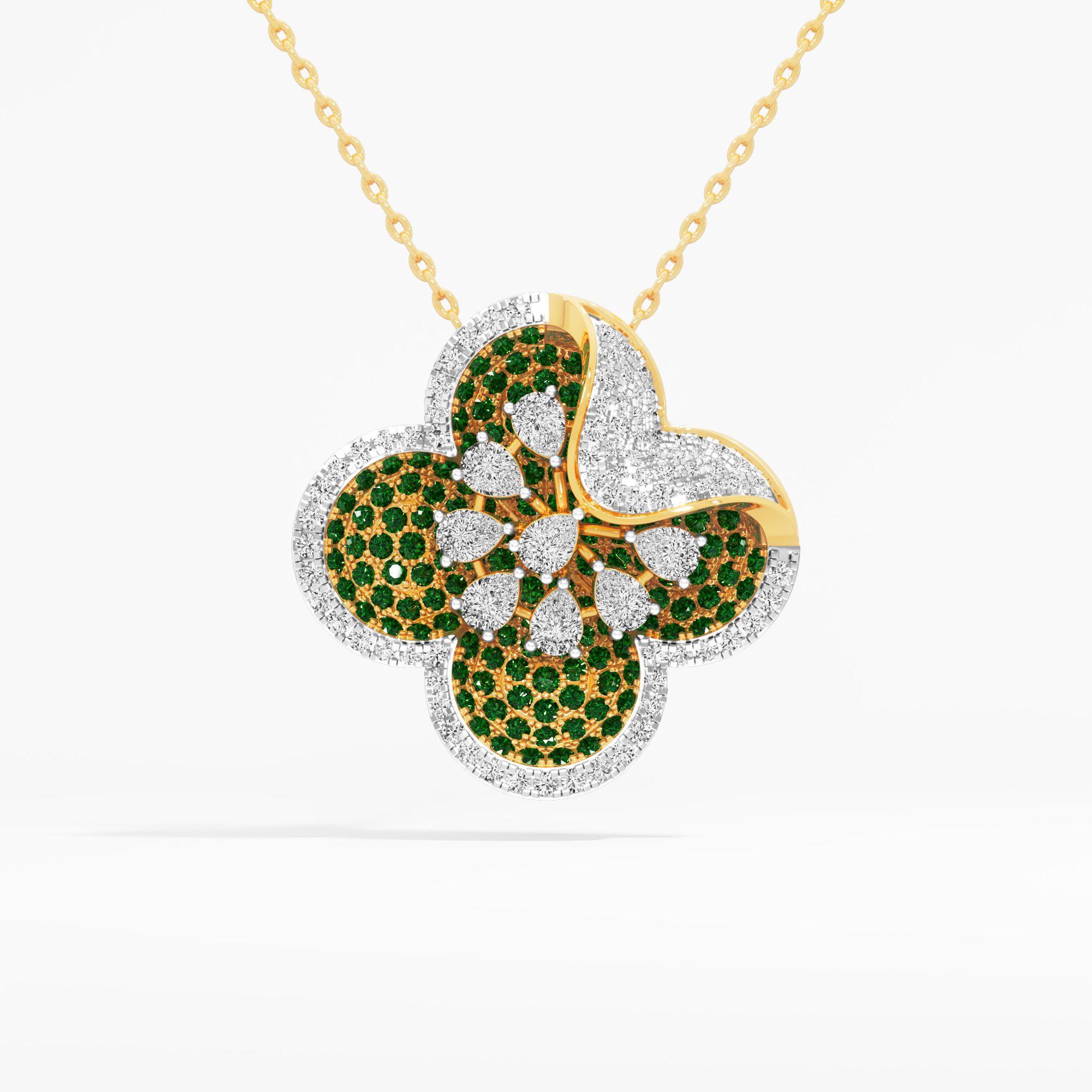 Clover Petal Diamond Pendant