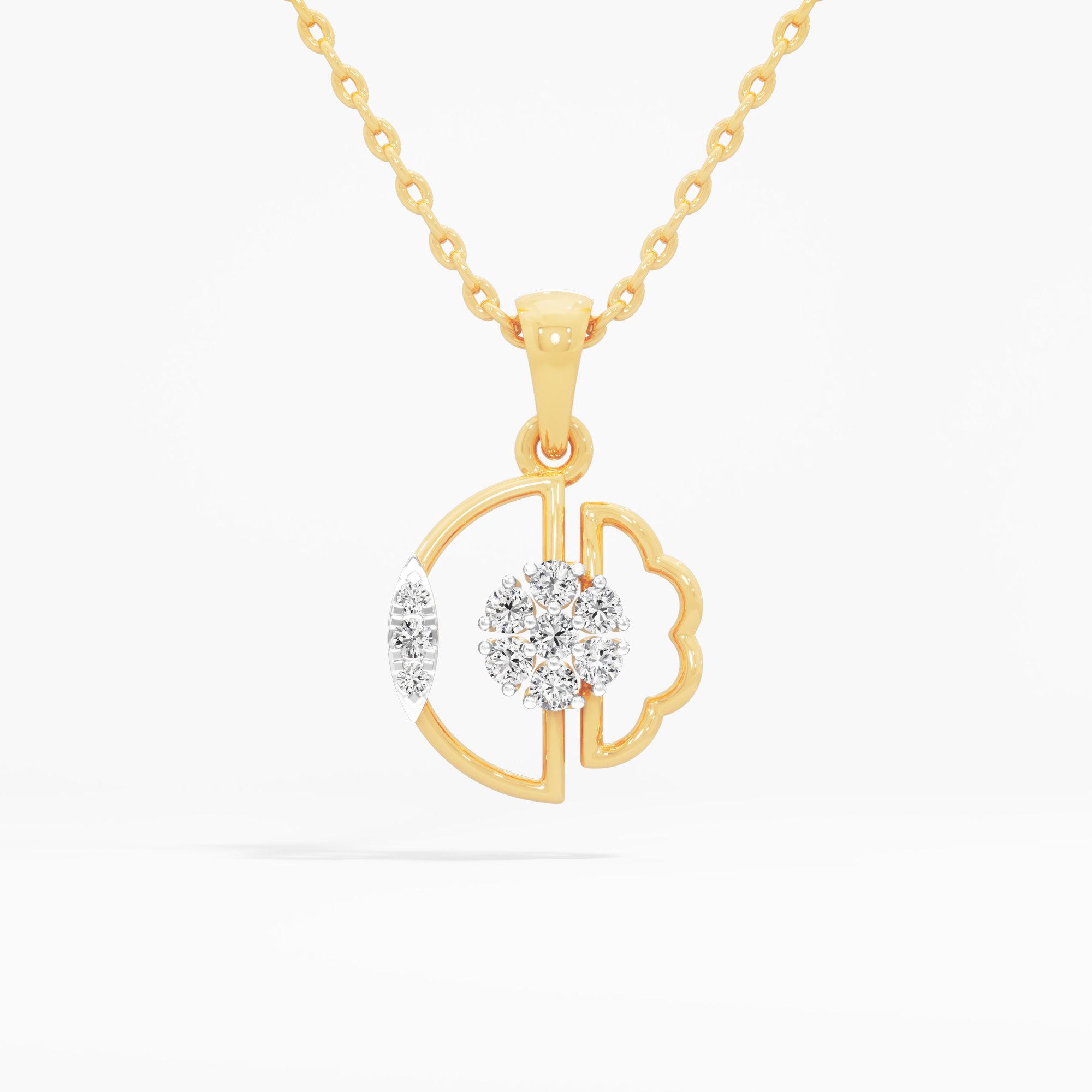 Crescent Fleur Diamond Pendant