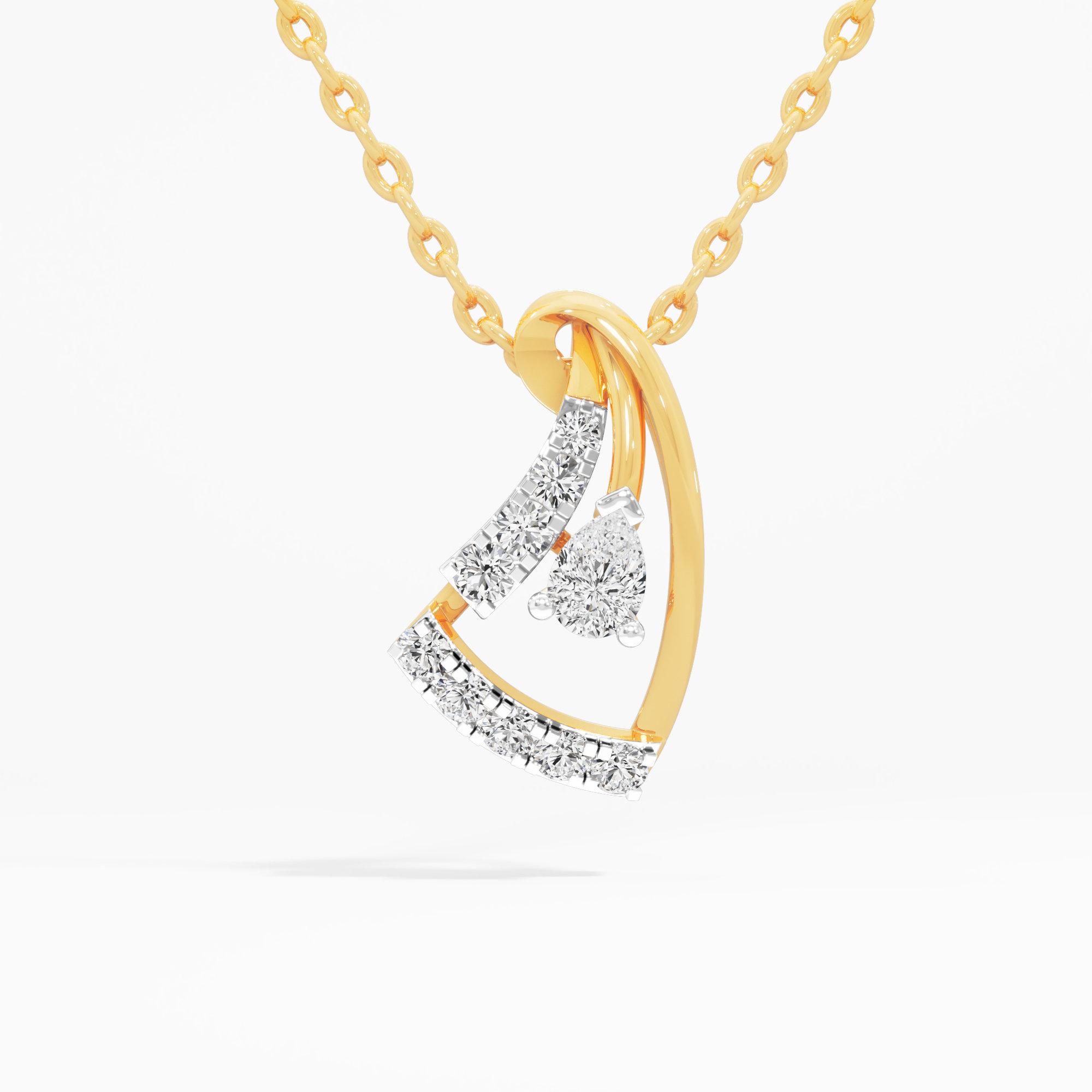 Curved Pear Diamond Pendant