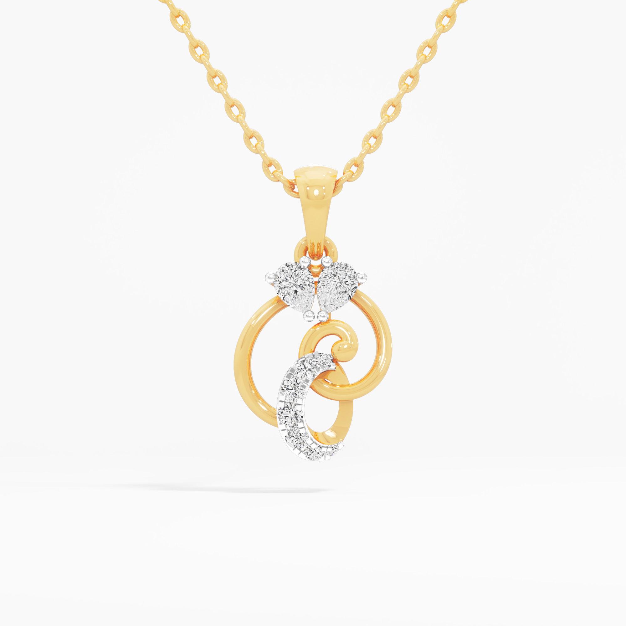 Twin Pear Swirl Diamond Pendant