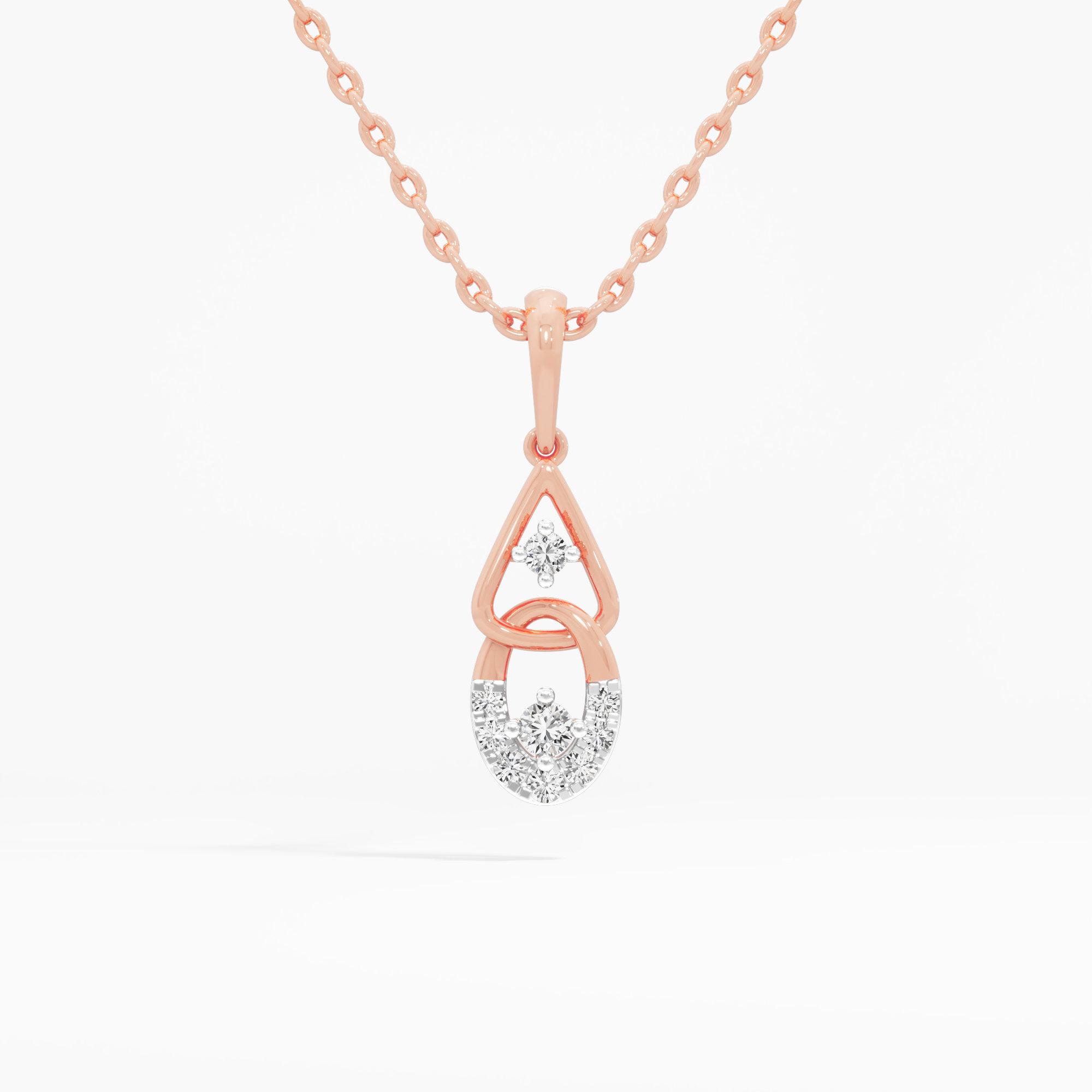 Harmonic Drop Diamond Pendant | Individual Pendant in 9KT Rose Gold (Diamond Quality: EF-VVS VS)