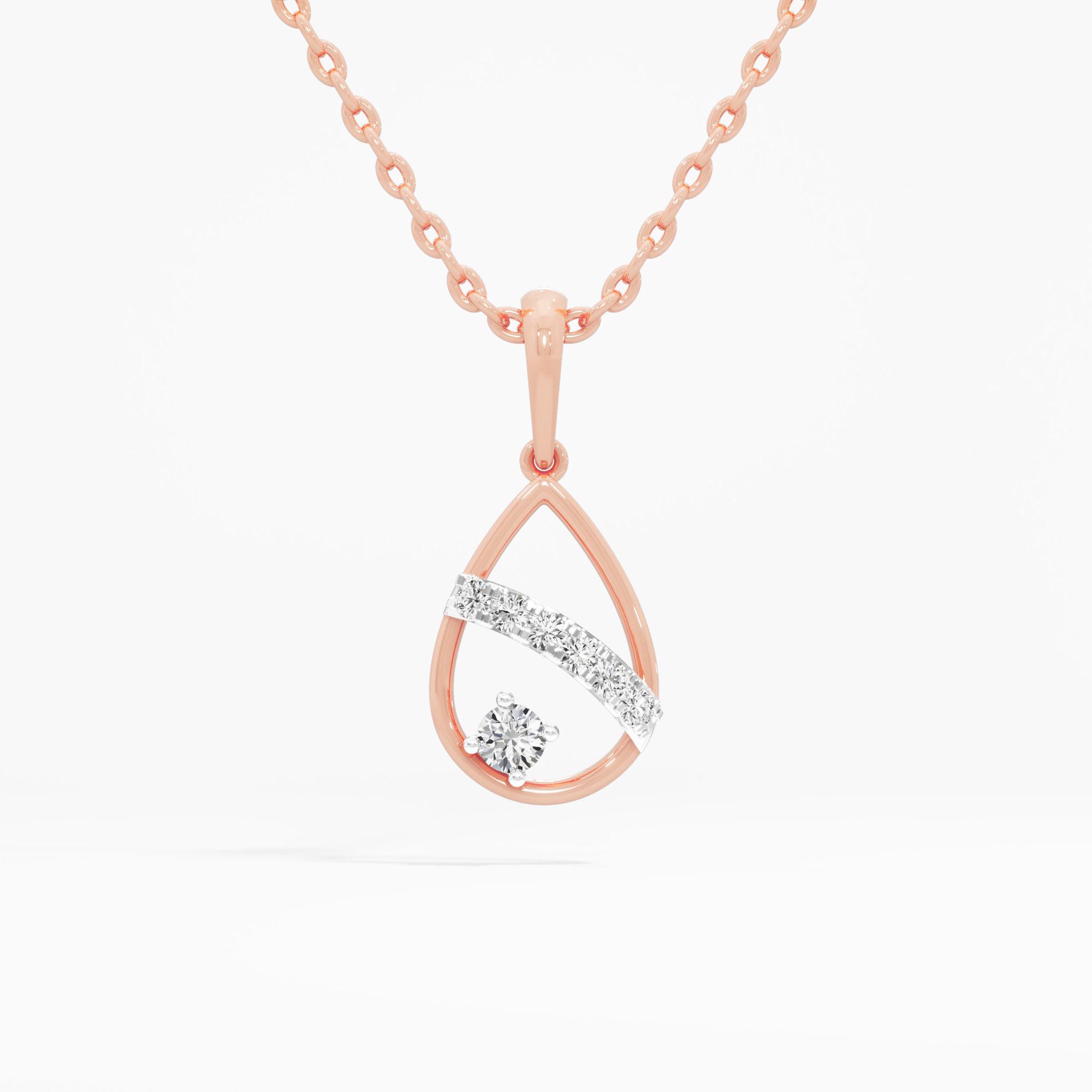 Glistening Drop Diamond Pendant | Pendant Only in 9KT Rose Gold (Diamond Quality: EF-VVS VS)
