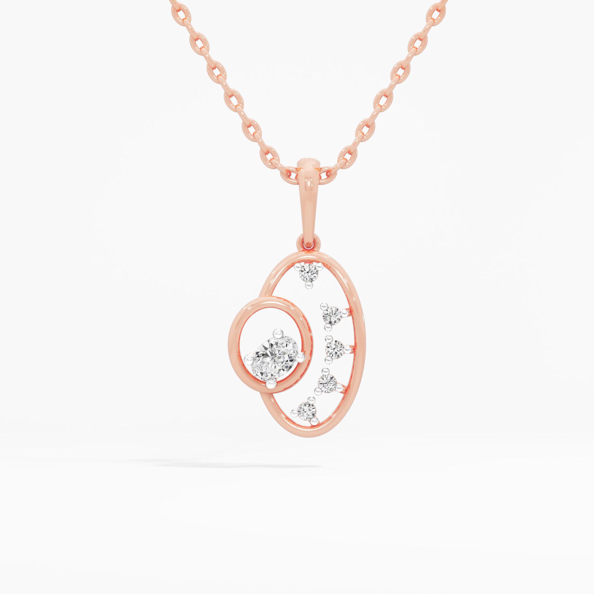 Radiant Flow Diamond Pendant | Pendant Only (Chain Sold Separately) in 9KT Rose Gold (Diamond Quality: EF-VVS VS)