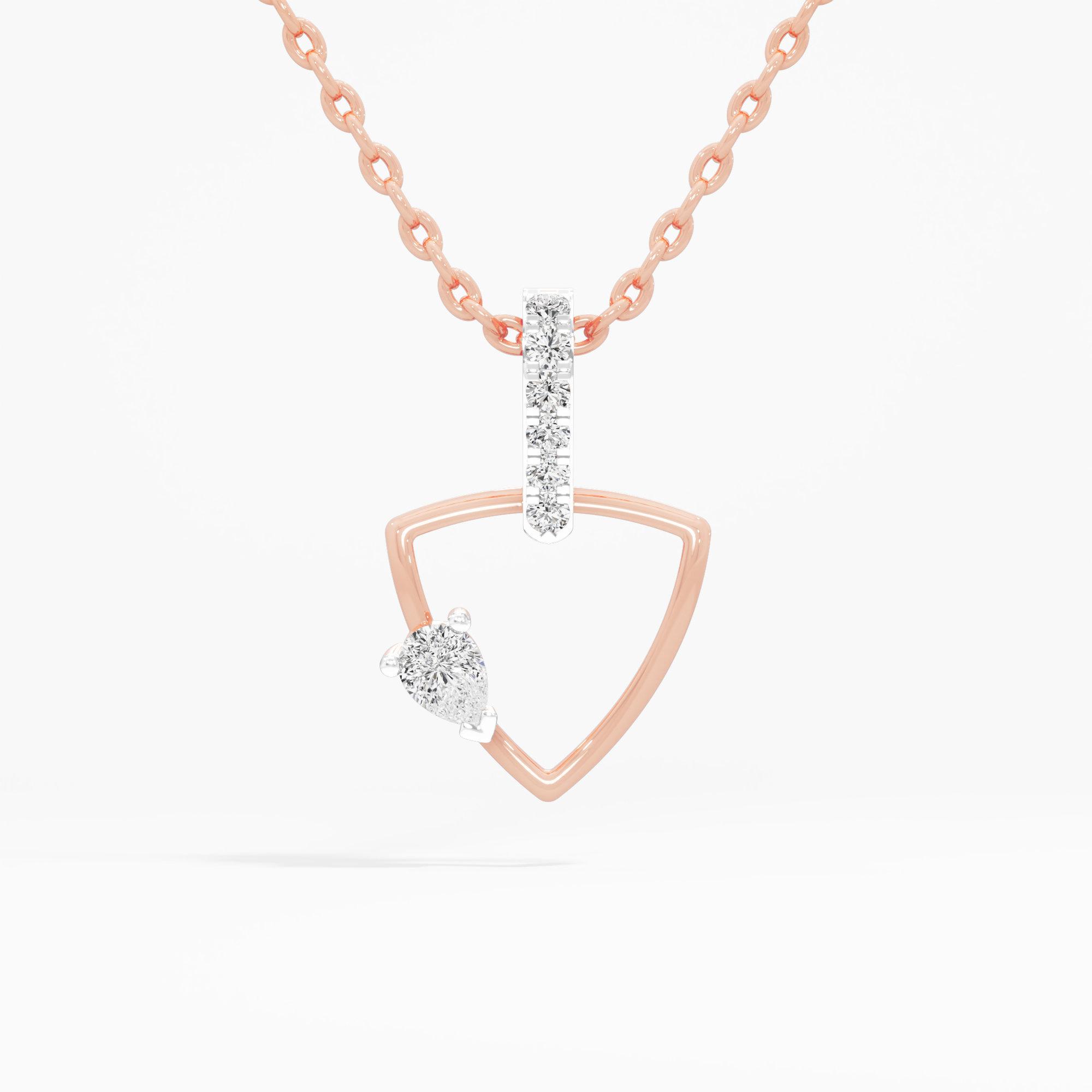 Radiant Shield Diamond Pendant | Pendant Only in 9KT Rose Gold (Diamond Quality: EF-VVS VS)