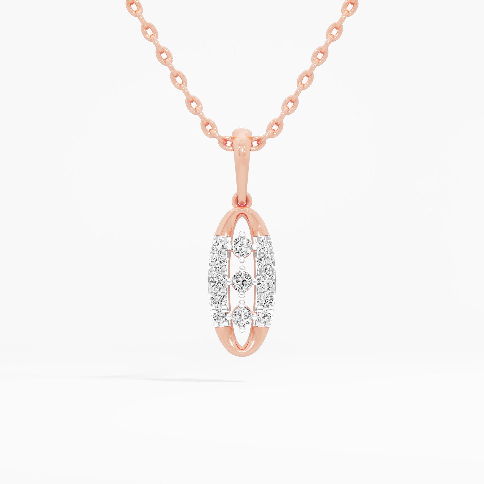 Stellar Oval Diamond Pendant | Chain Available Separately in 9KT Rose Gold (Diamond Quality: EF-VVS VS)