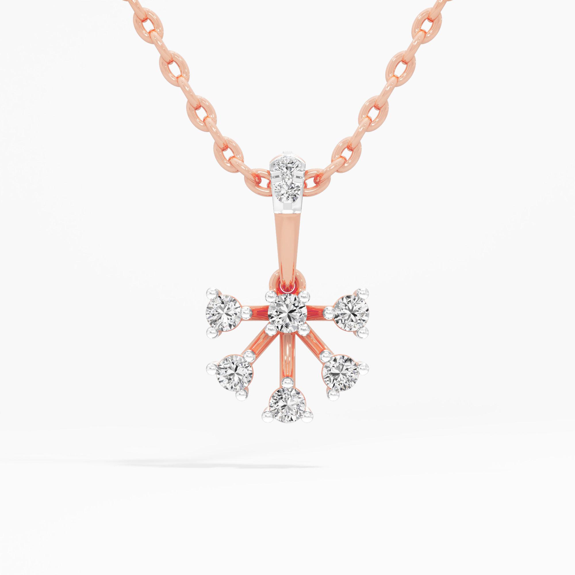 Radiant Burst Diamond Pendant | Chain Available Separately in 9KT Rose Gold (Diamond Quality: EF-VVS VS)