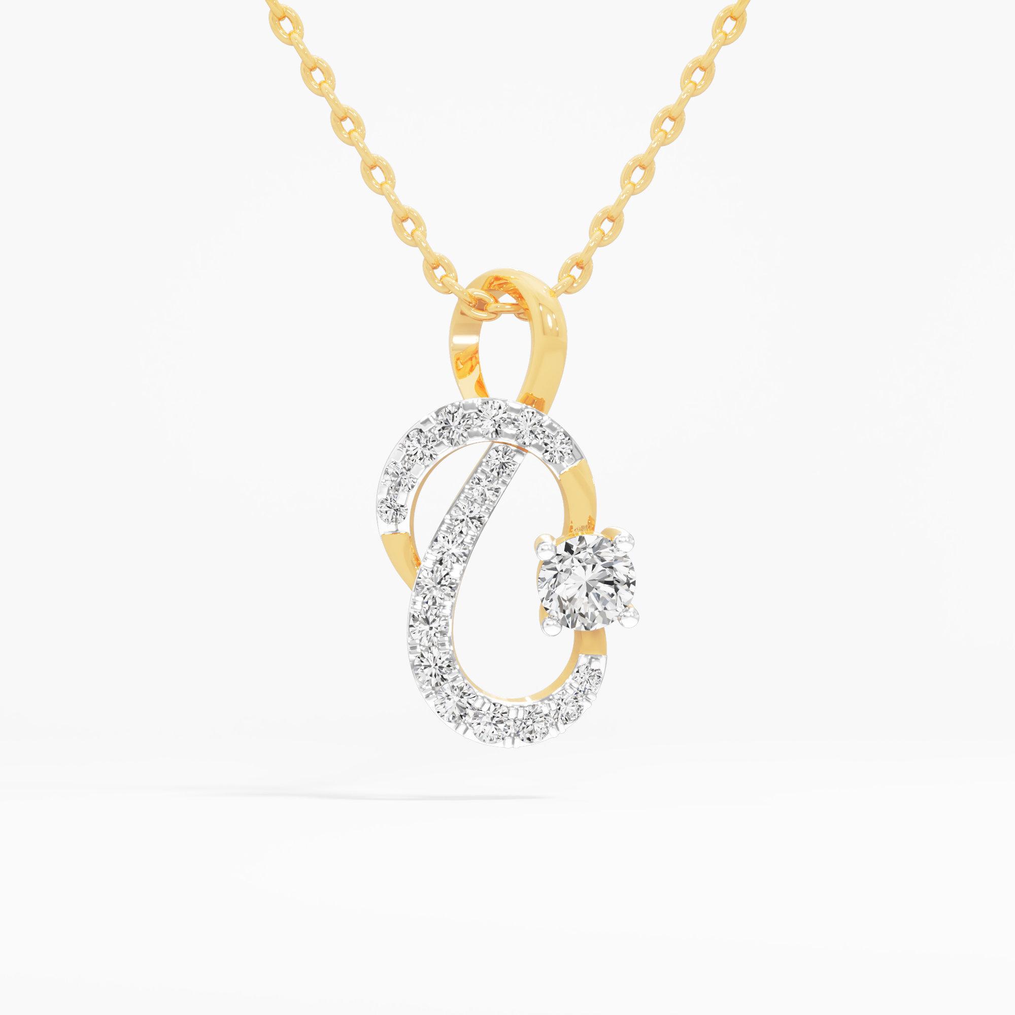 Lyrical Loop Charms Pendants | Chain Available Separately in 9KT Yellow Gold (Diamond Quality: FG-VVS VS)