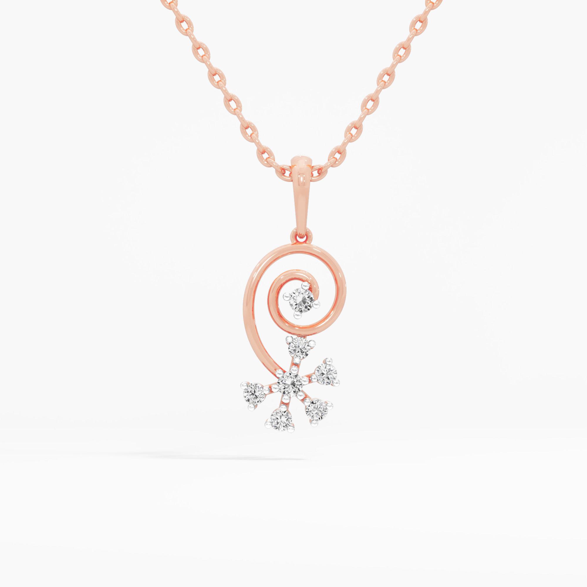 Glimmering Spiral Drops Pendants | Pendant Only in 9KT Rose Gold (Diamond Quality: EF-VVS VS)