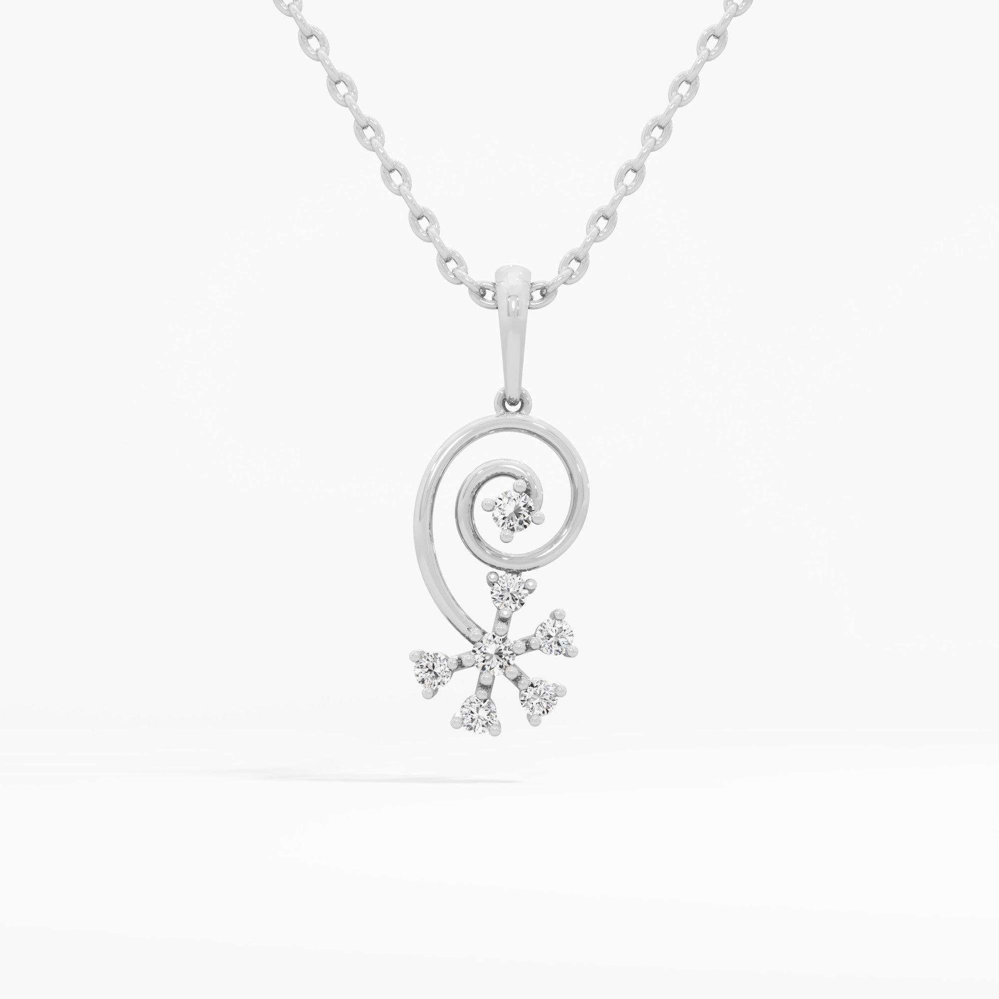 Glimmering Spiral Drops Pendants | Individual Pendant in 9KT White Gold (Diamond Quality: EF-VVS VS)