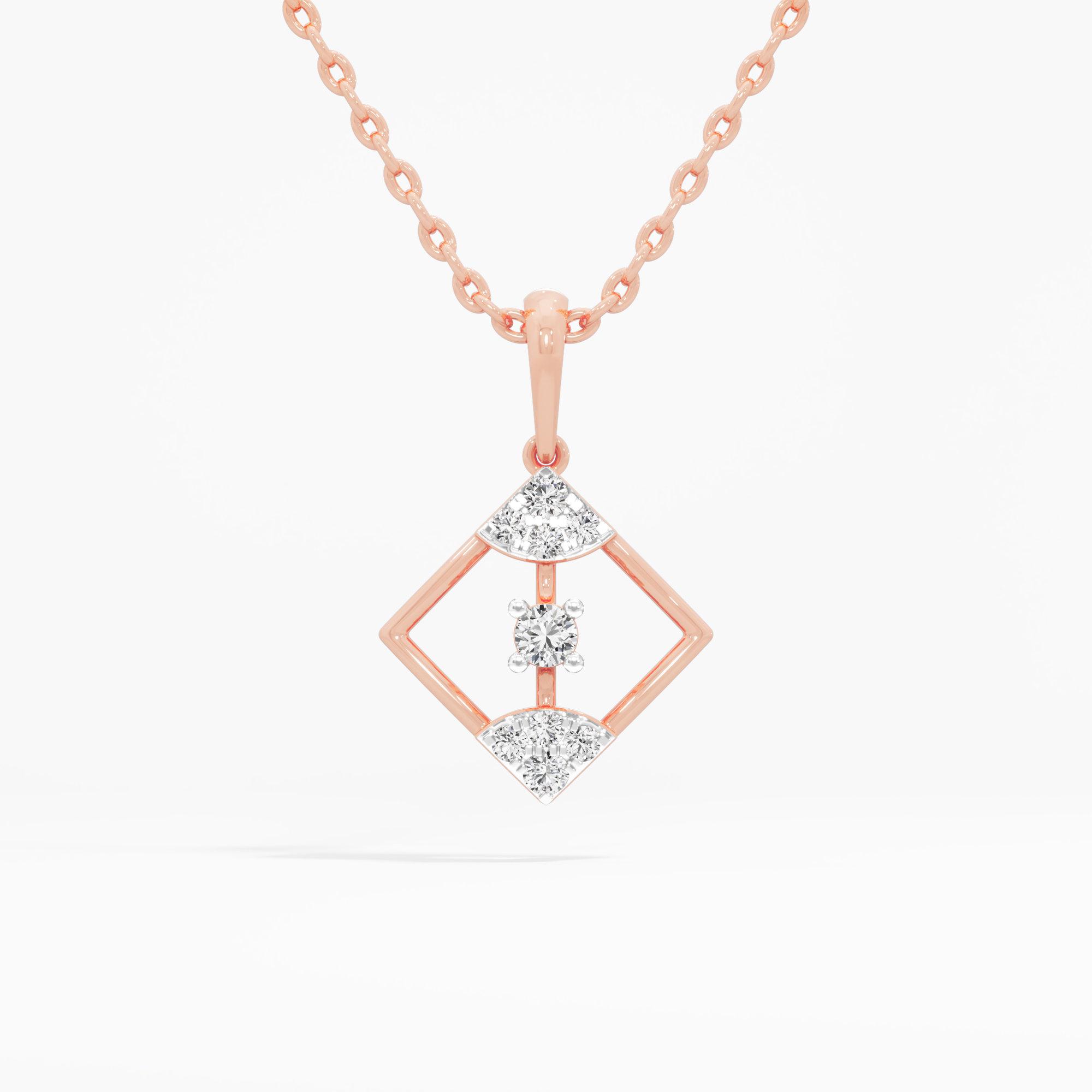 Geometric Radiance Diamond Pendant | Pendant Only (Chain Sold Separately) in 9KT Rose Gold (Diamond Quality: EF-VVS VS)