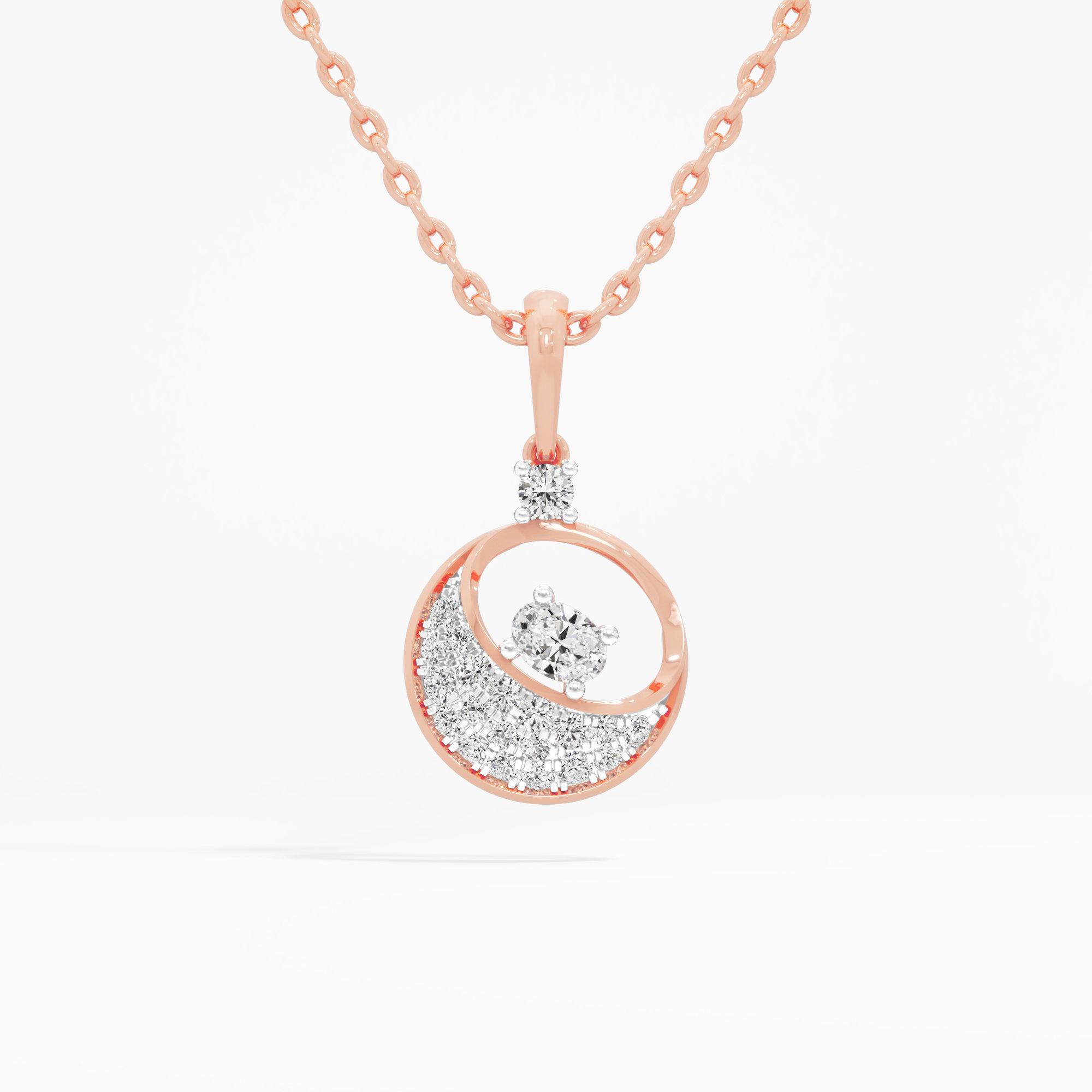Lunar Orbit Diamond Pendant | Chain Available Separately in 9KT Rose Gold (Diamond Quality: EF-VVS VS)