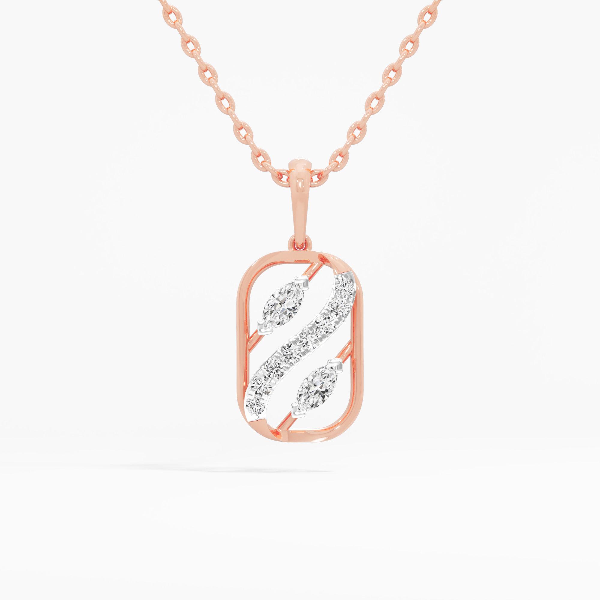 Golden Stream Diamond Pendant | Pendant Only in 9KT Rose Gold (Diamond Quality: EF-VVS VS)