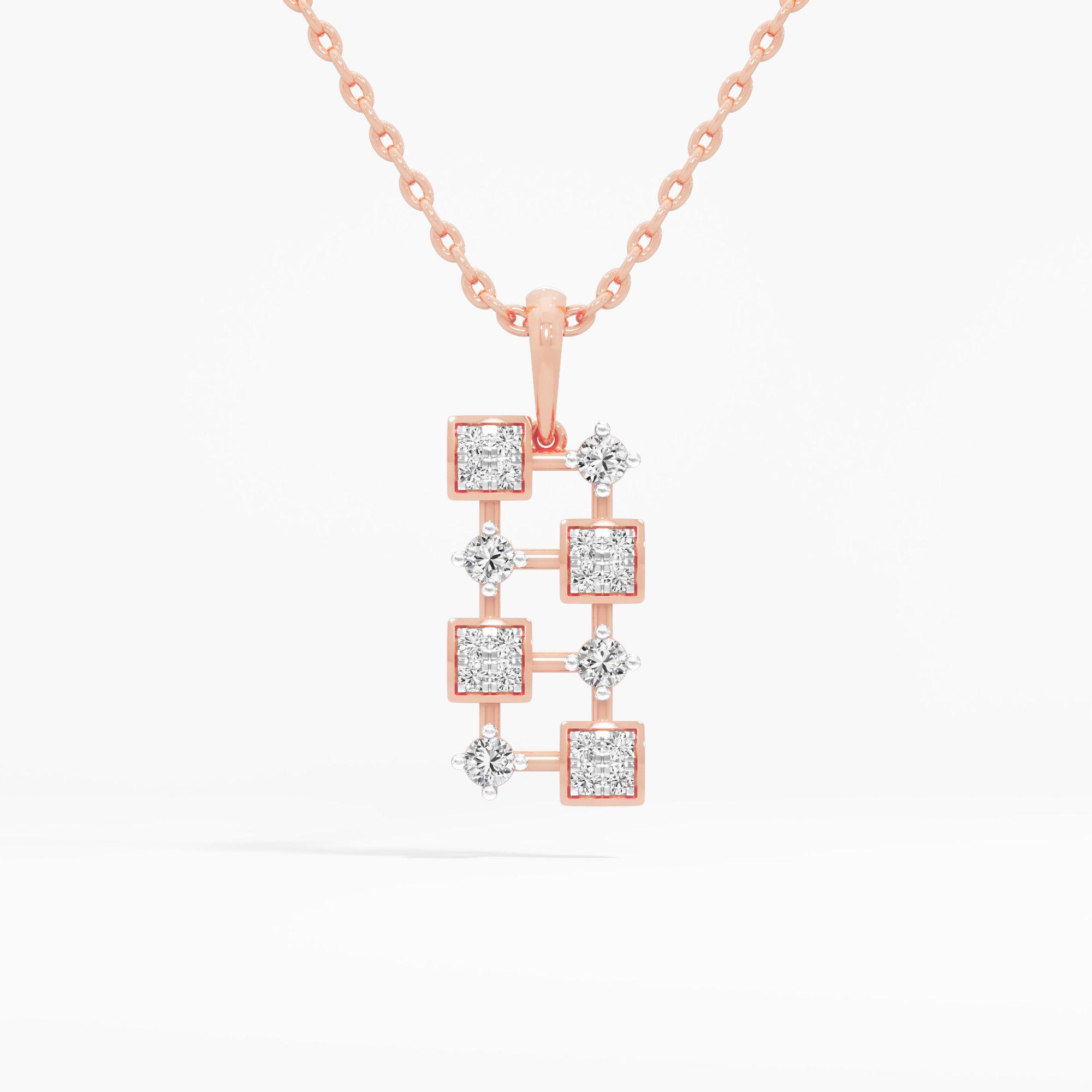 Linear Radiance Diamond Pendant | Chain Available Separately in 9KT Rose Gold (Diamond Quality: EF-VVS VS)