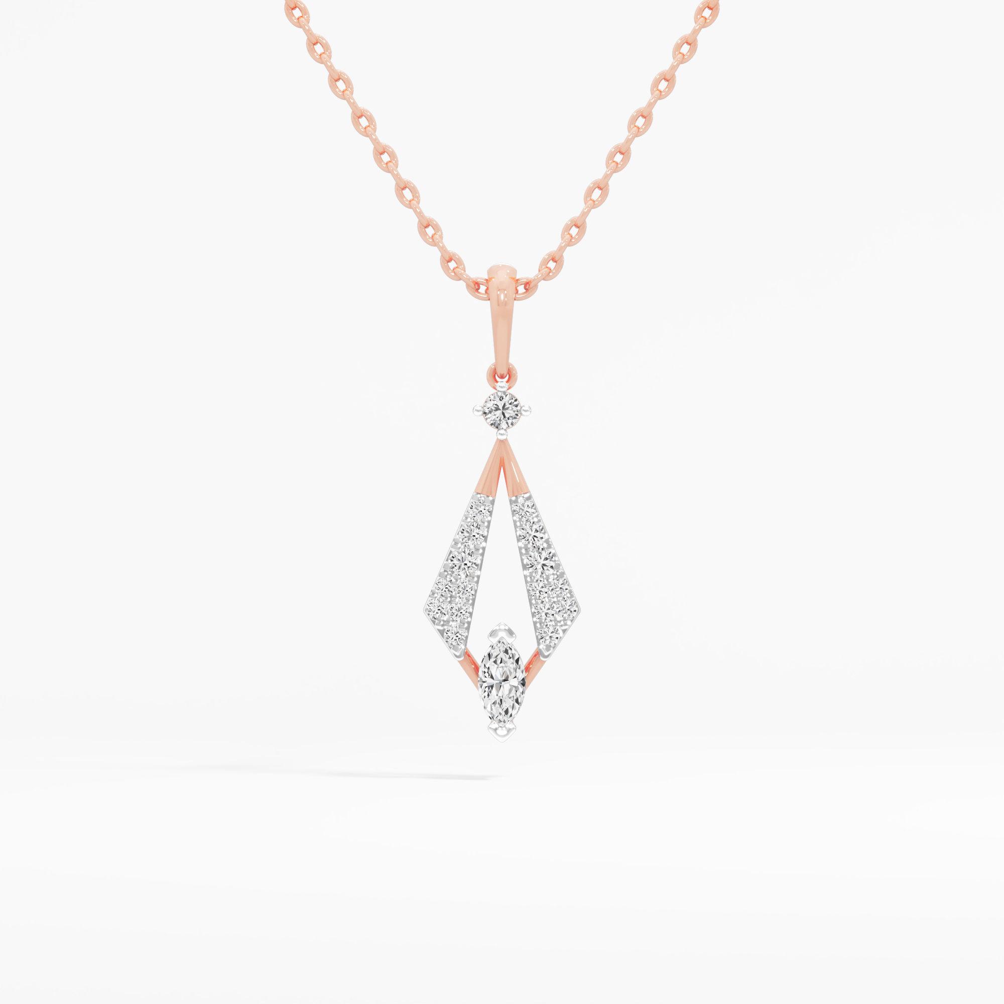 Glimmering Rhombus Drops Pendants | Pendant Only (Chain Sold Separately) in 9KT Rose Gold (Diamond Quality: FG-VVS VS)