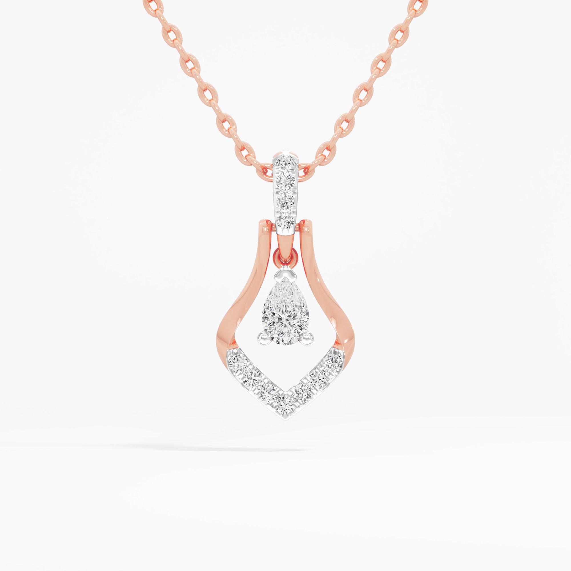 Fluid Radiance Drops Pendants | Individual Pendant in 9KT Rose Gold (Diamond Quality: FG-VVS VS)