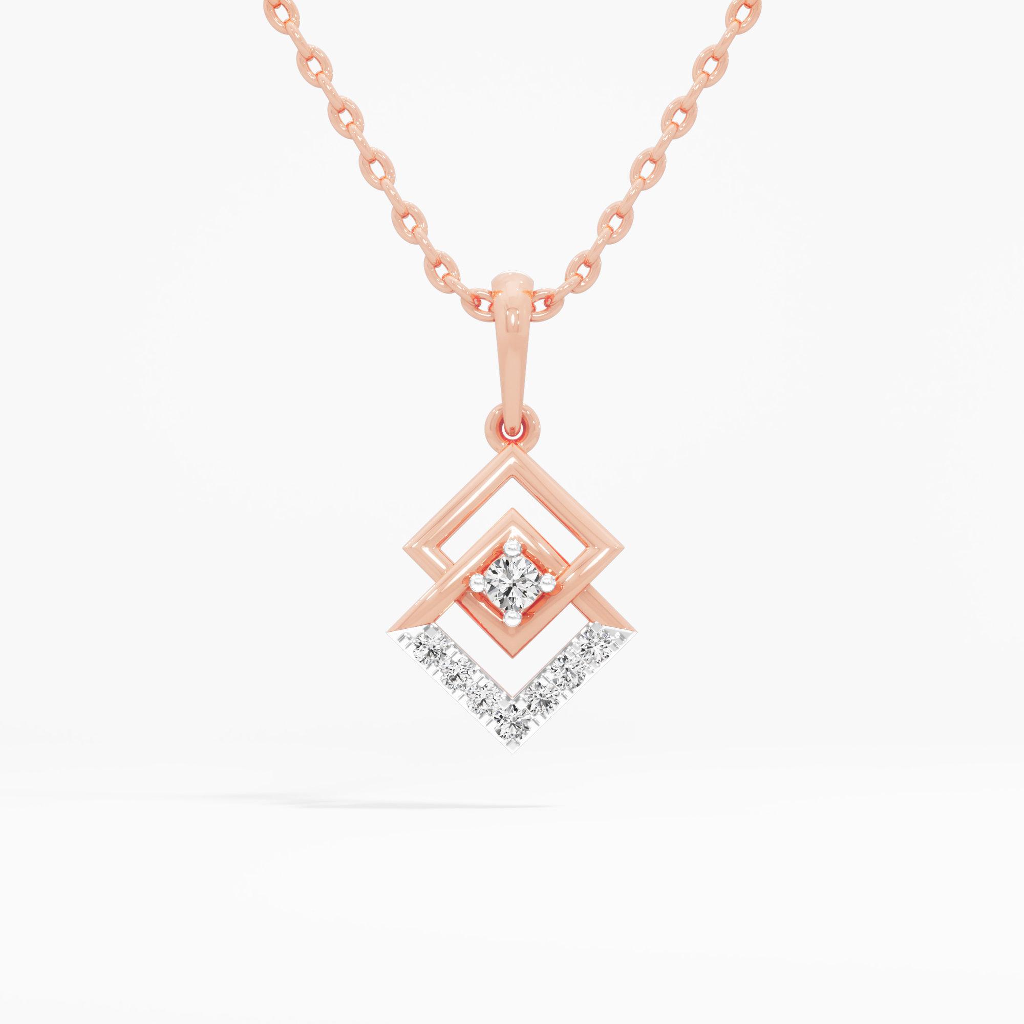 Geometric Glow Drops Pendants | Chain Available Separately in 9KT Rose Gold (Diamond Quality: EF-VVS VS)