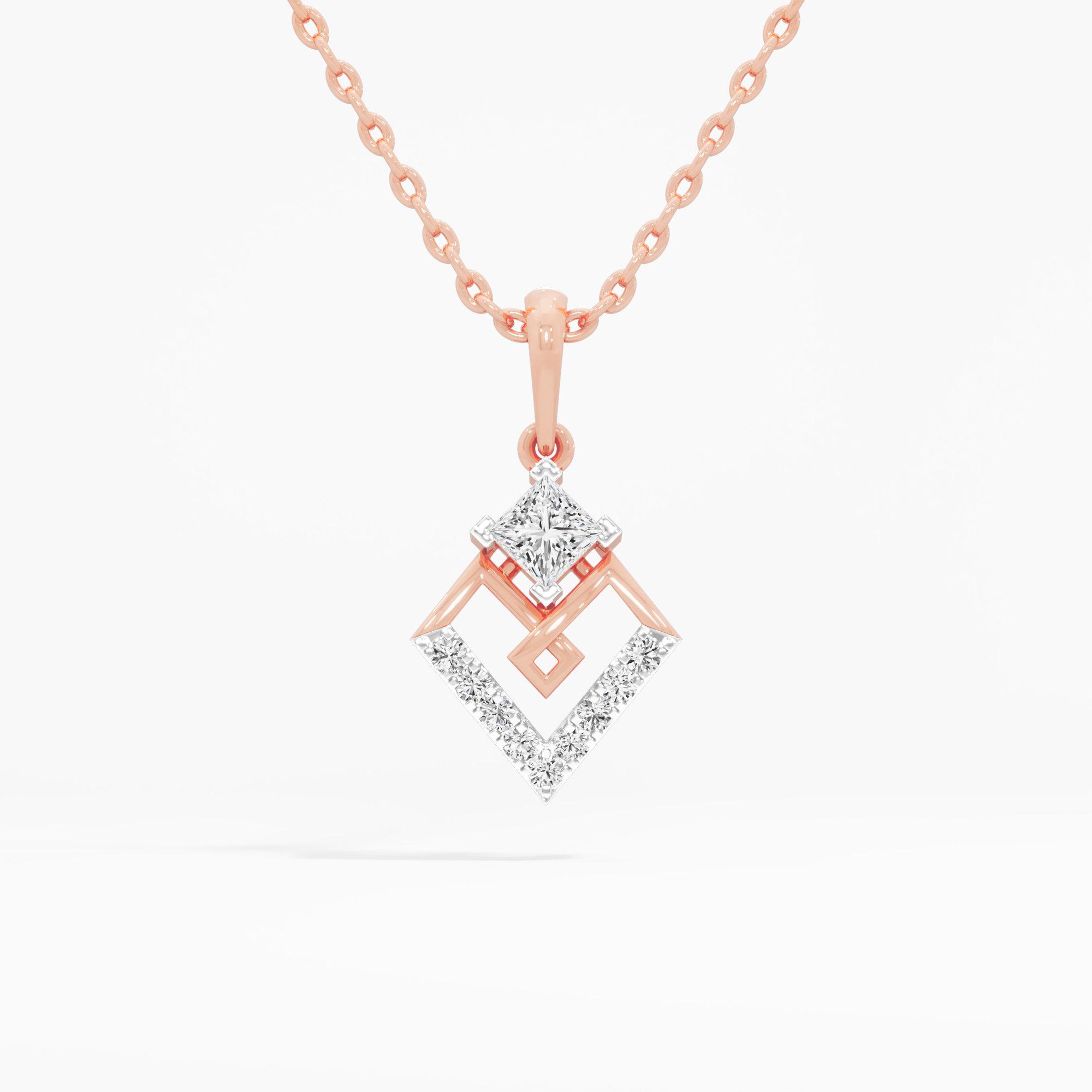 Gilded Interlock Charms Pendants | Pendant Only (Chain Sold Separately) in 9KT Rose Gold (Diamond Quality: FG-VVS VS)