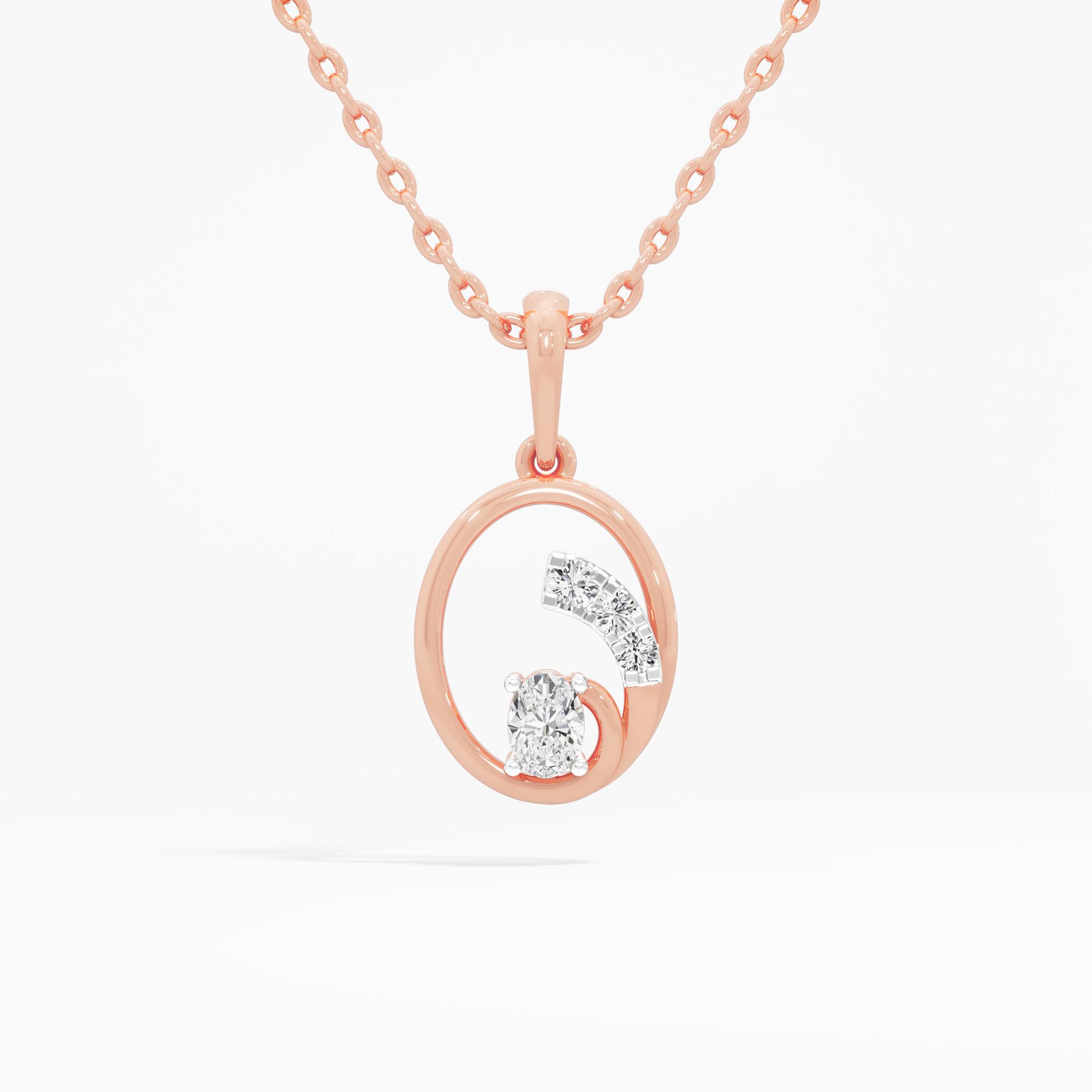 Graceful Arc Charms Pendants | Pendant Only (Chain Sold Separately) in 9KT Rose Gold (Diamond Quality: FG-VVS VS)