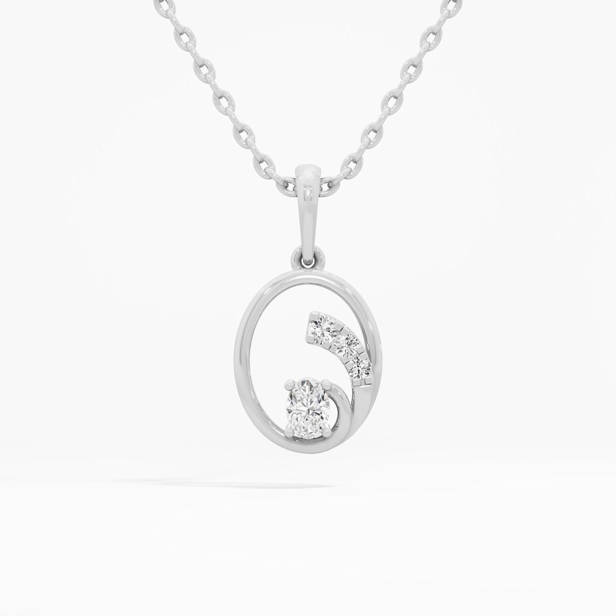 Graceful Arc Charms Pendants | Standalone Pendant in 9KT White Gold (Diamond Quality: FG-VVS VS)