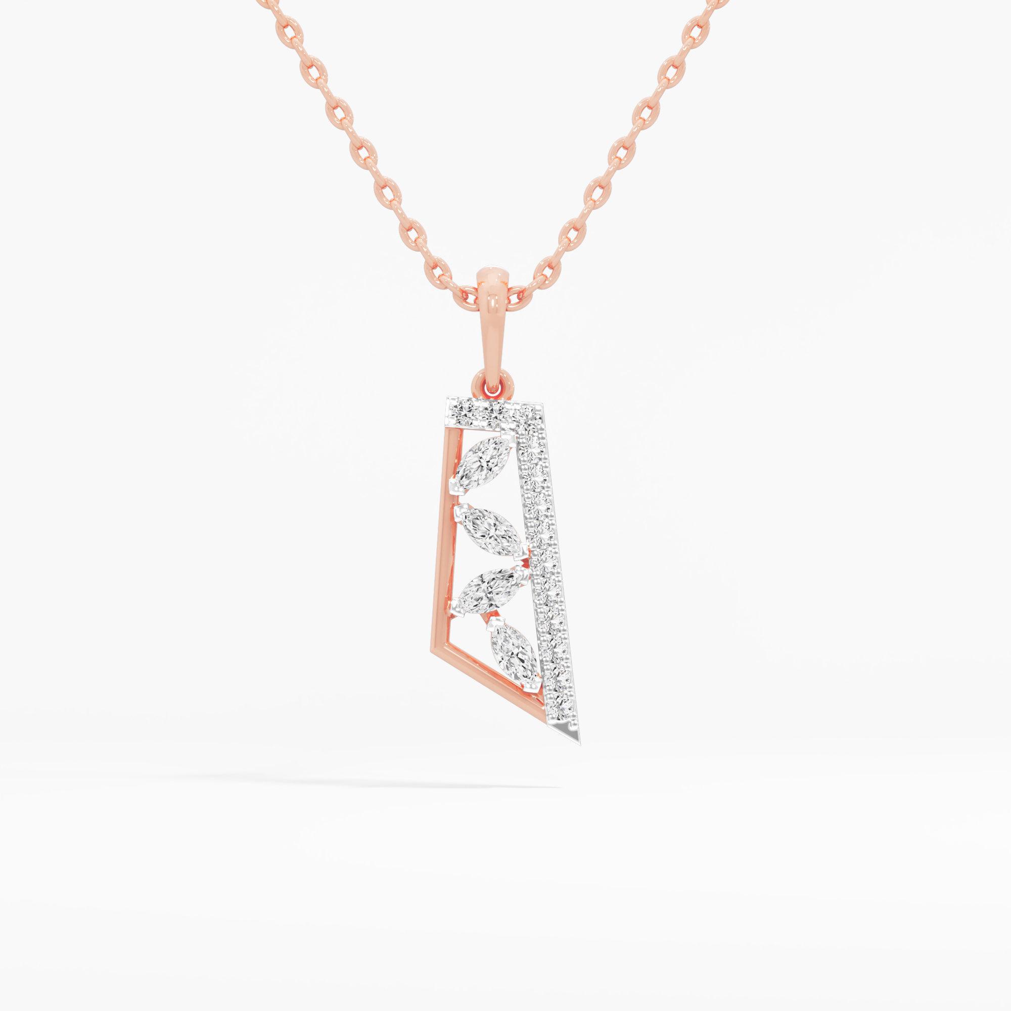 Tapered Radiance Charms Pendants | Pendant Only (Chain Sold Separately) in 9KT Rose Gold (Diamond Quality: FG-VVS VS)