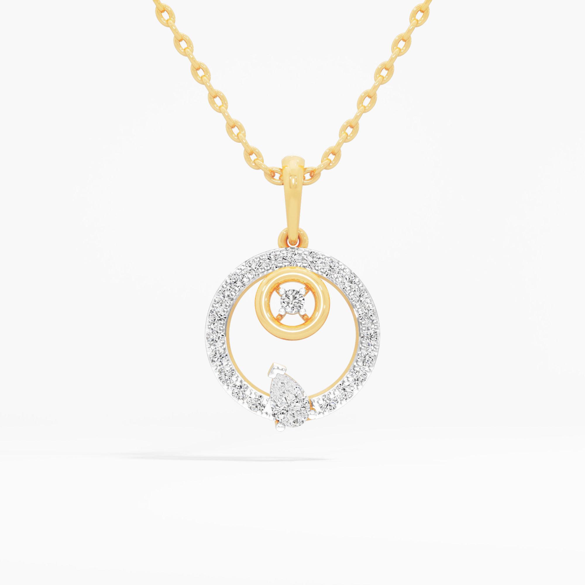 Dewdrop Halo Halos Pendants | Individual Pendant in 9KT Yellow Gold (Diamond Quality: FG-VVS VS)