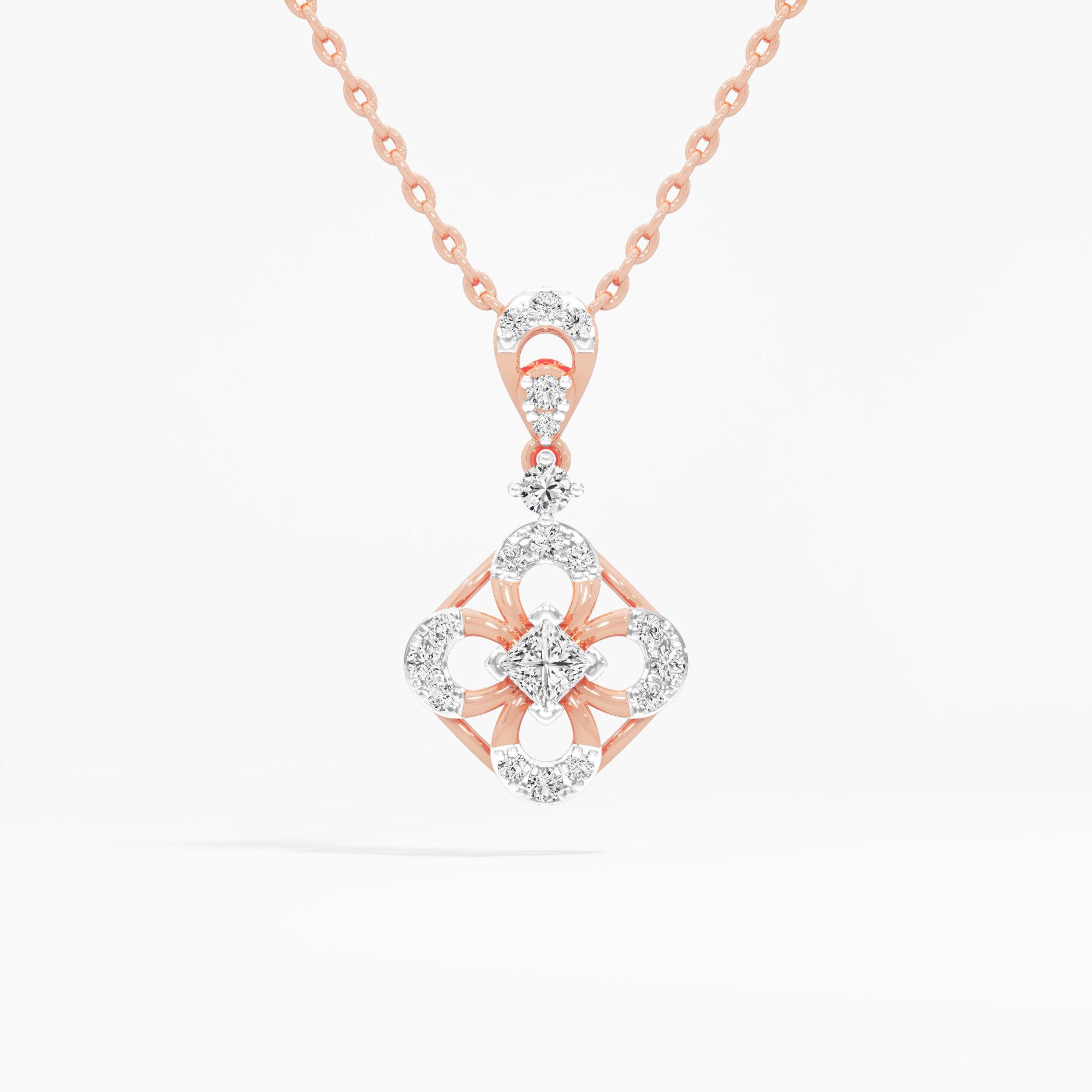 Gilded Bloom Drop Drops Pendants | Individual Pendant in 9KT Rose Gold (Diamond Quality: FG-VVS VS)