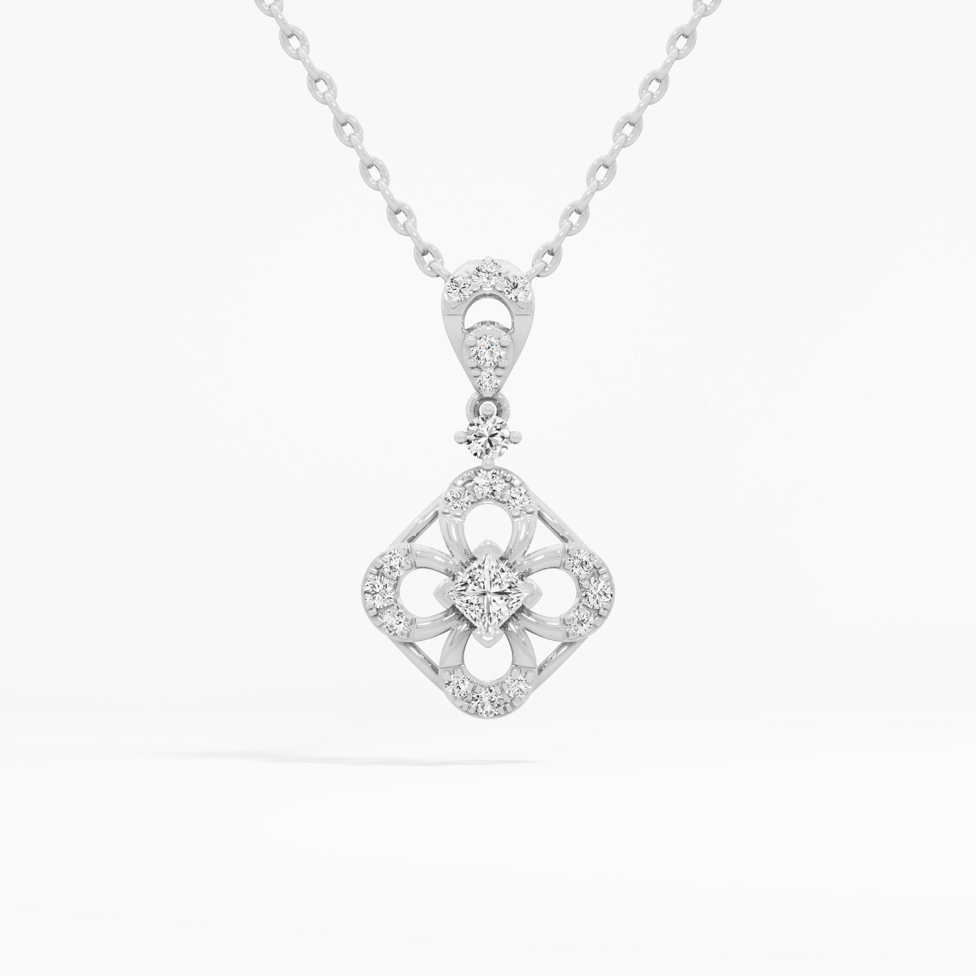 Gilded Bloom Drop Drops Pendants | Standalone Pendant in 9KT White Gold (Diamond Quality: FG-VVS VS)