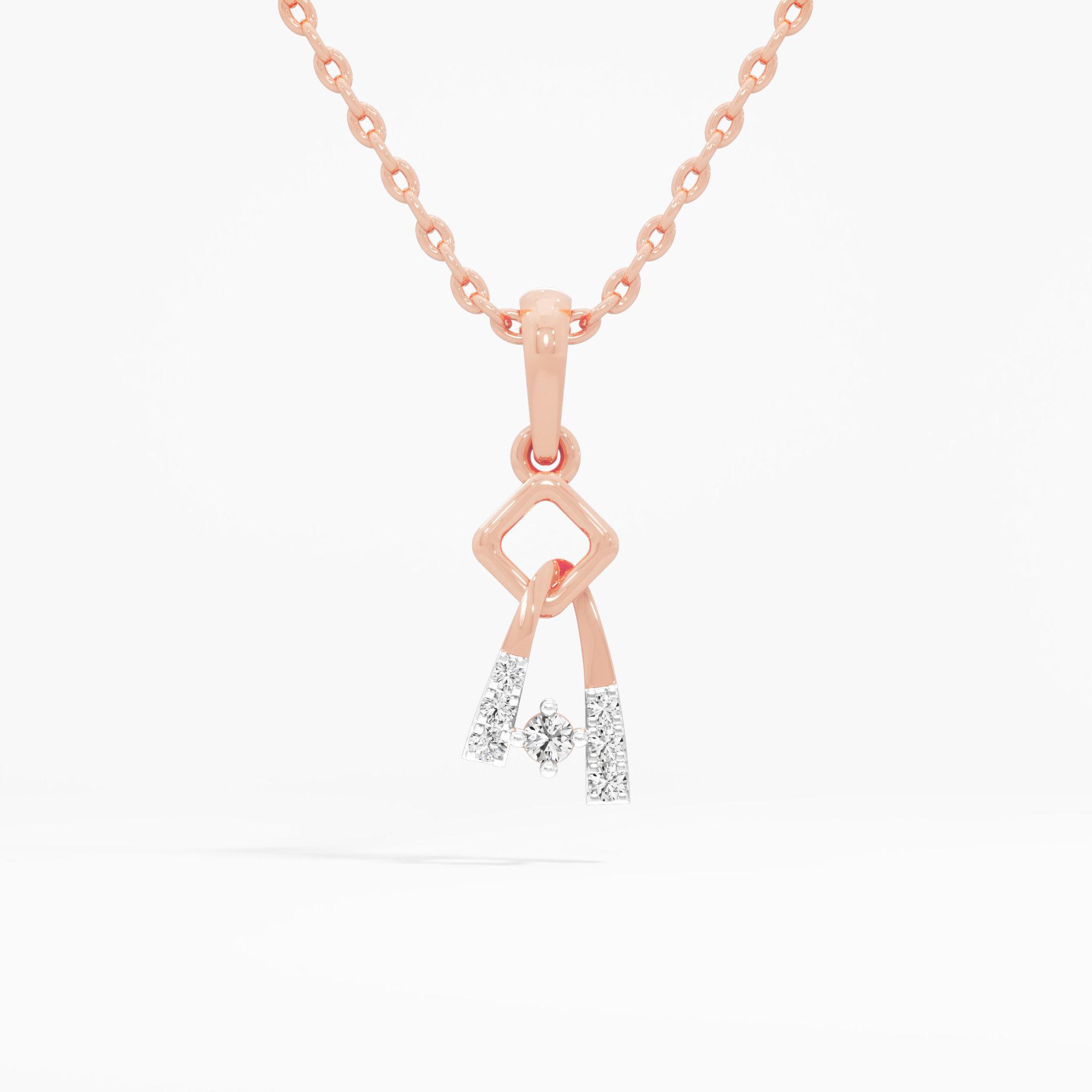 Twisted Glimmer Drops Pendants | Chain Available Separately in 9KT Rose Gold (Diamond Quality: FG-VVS VS)