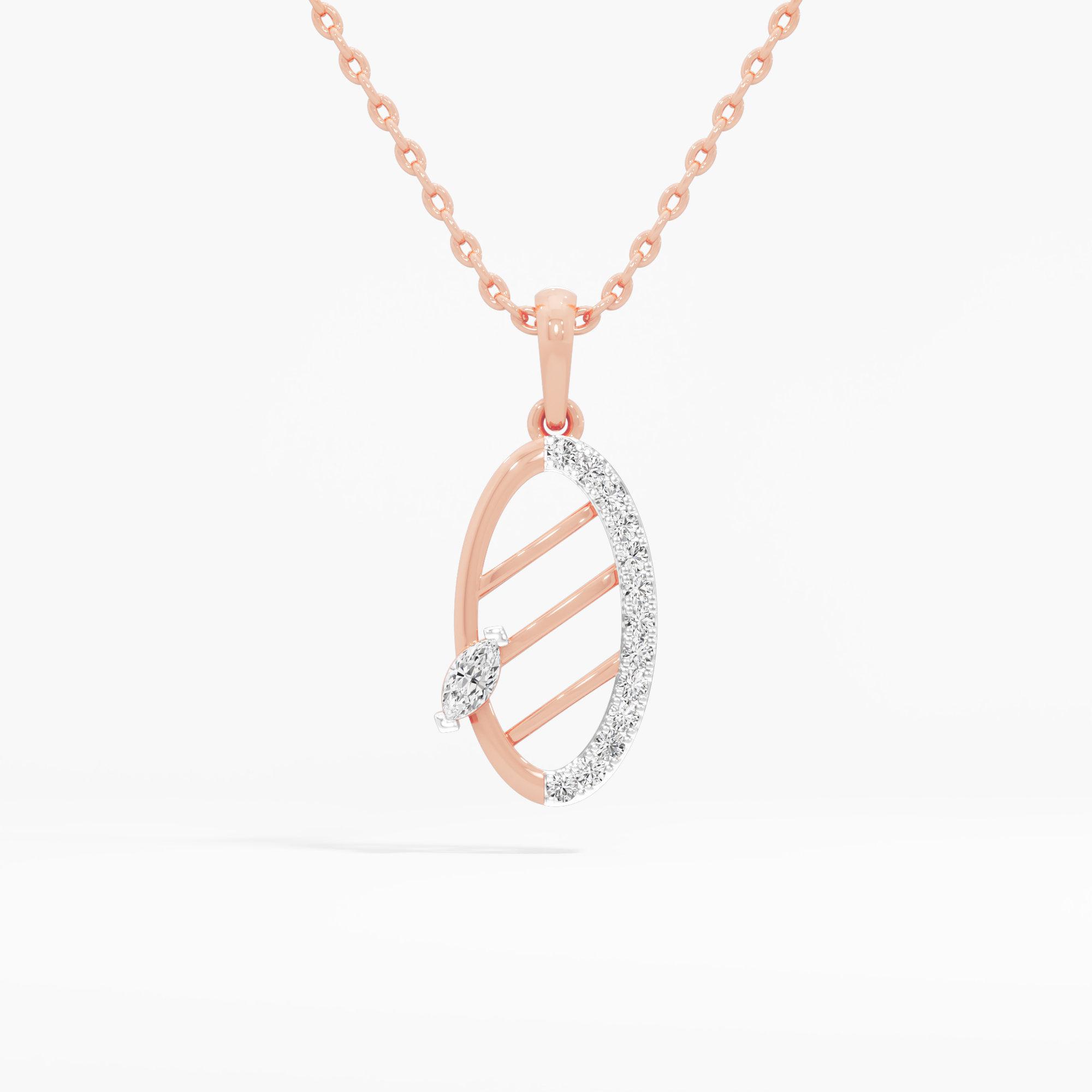Glimmering Quill Charms Pendants | Standalone Pendant in 9KT Rose Gold (Diamond Quality: FG-VVS VS)