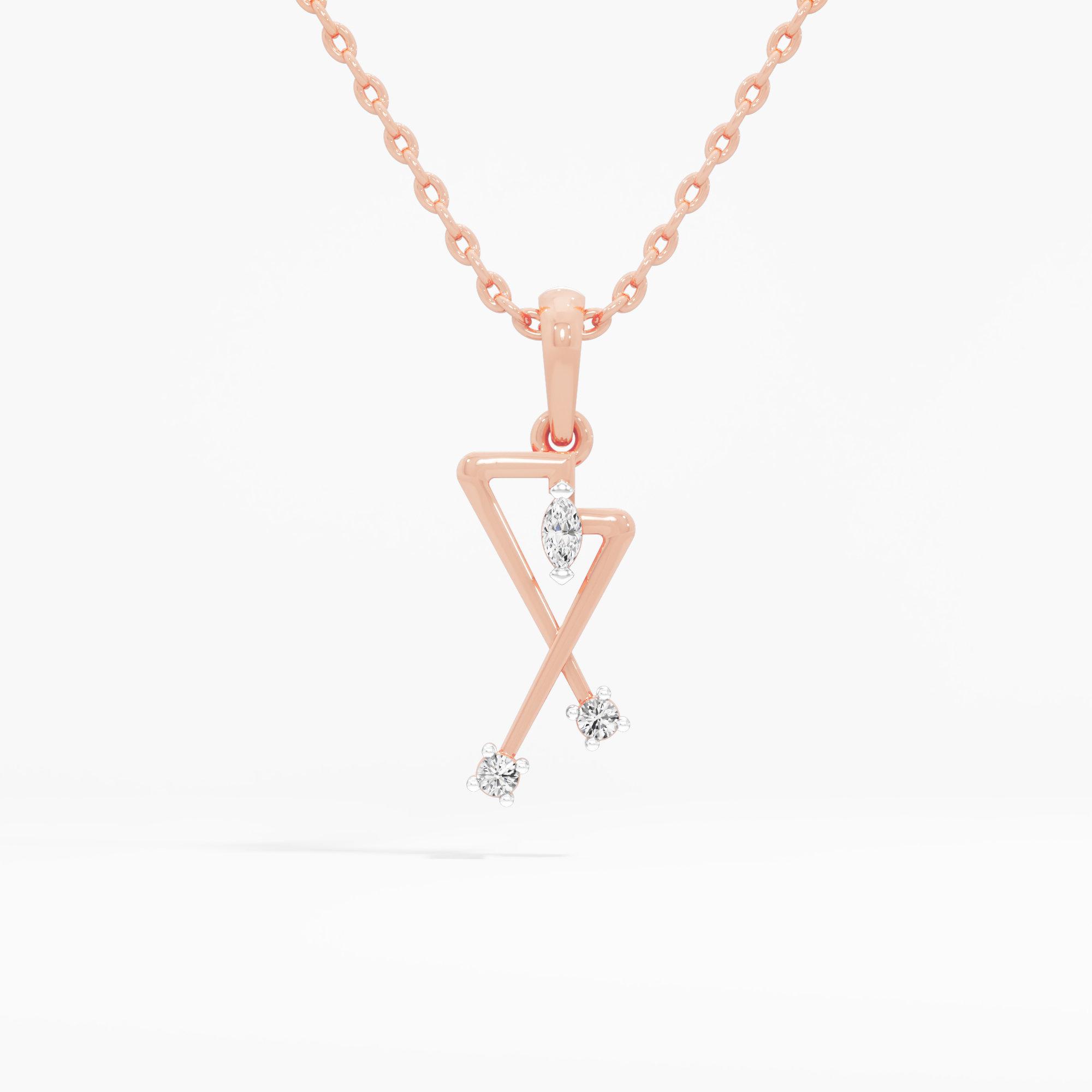 Radiant Apex Charms Pendants | Individual Pendant in 9KT Rose Gold (Diamond Quality: FG-VVS VS)