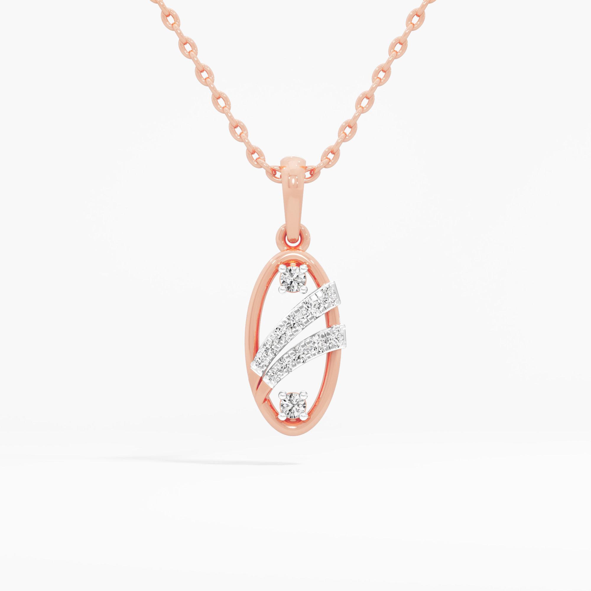 Flowing Sparkle Contemporary Pendants | Standalone Pendant in 9KT Rose Gold (Diamond Quality: FG-VVS VS)