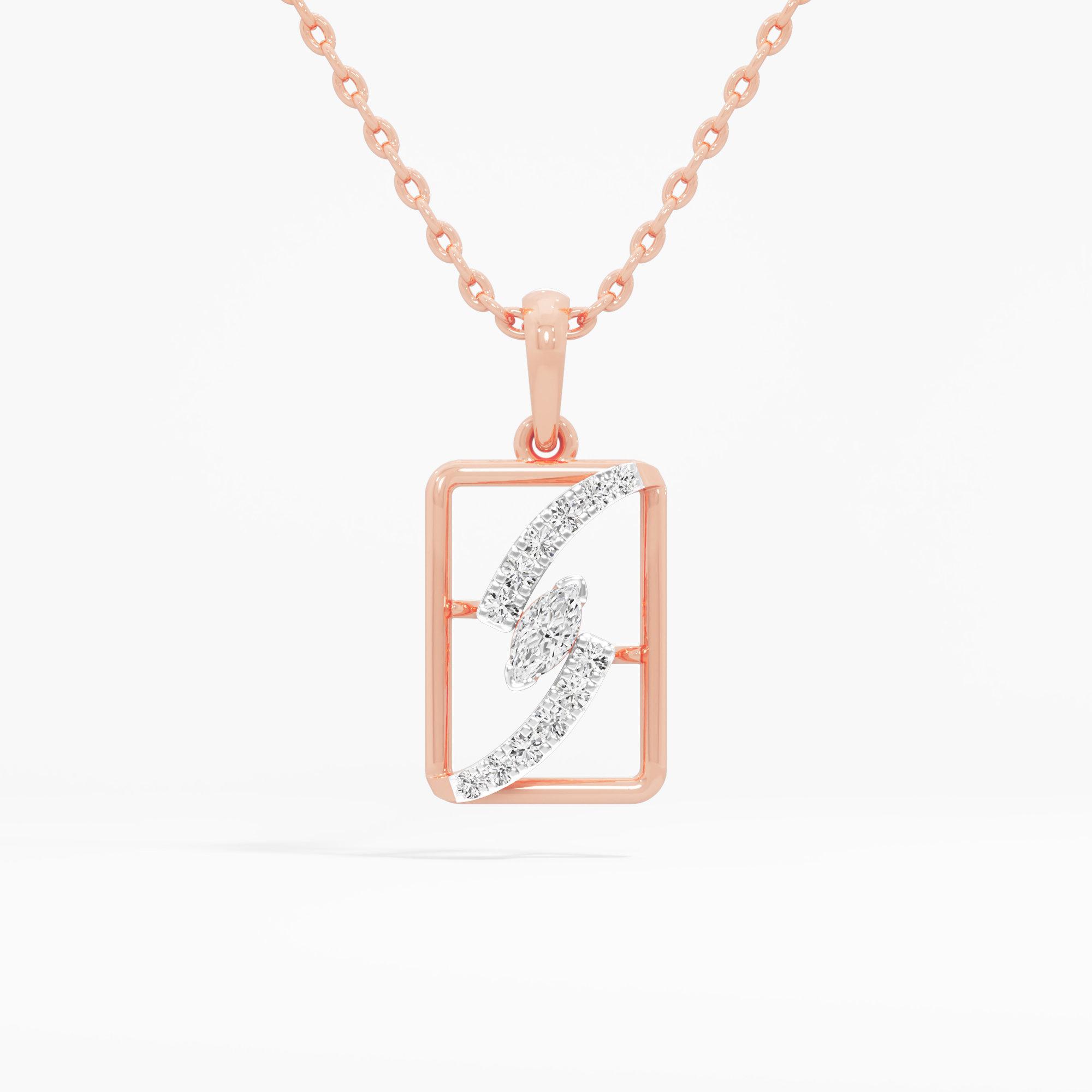 Fluid Glimmer Charms Pendants | Pendant Only (Chain Sold Separately) in 9KT Rose Gold (Diamond Quality: FG-VVS VS)