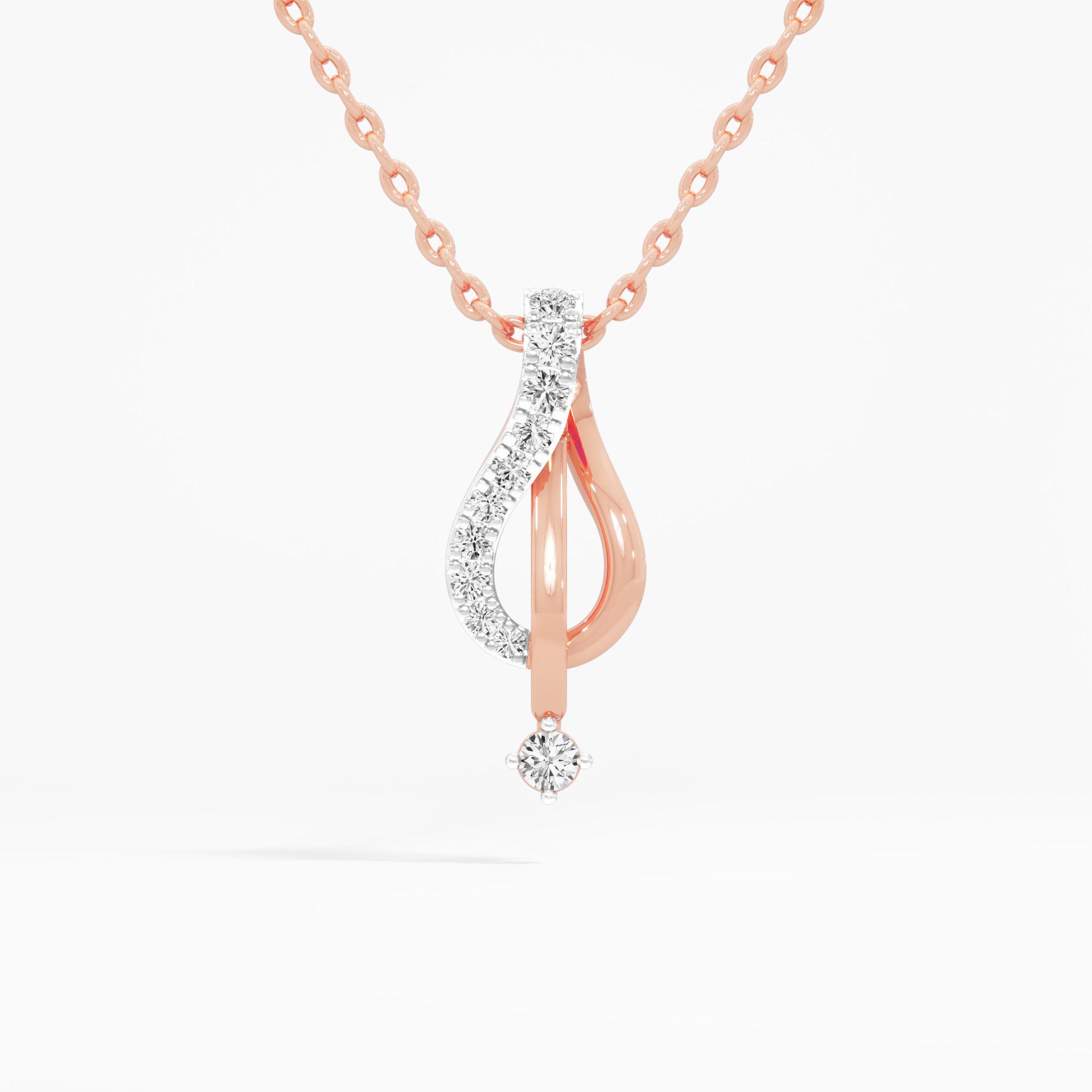 Serene Arc Drops Pendants | Pendant Only in 9KT Rose Gold (Diamond Quality: EF-VVS VS)