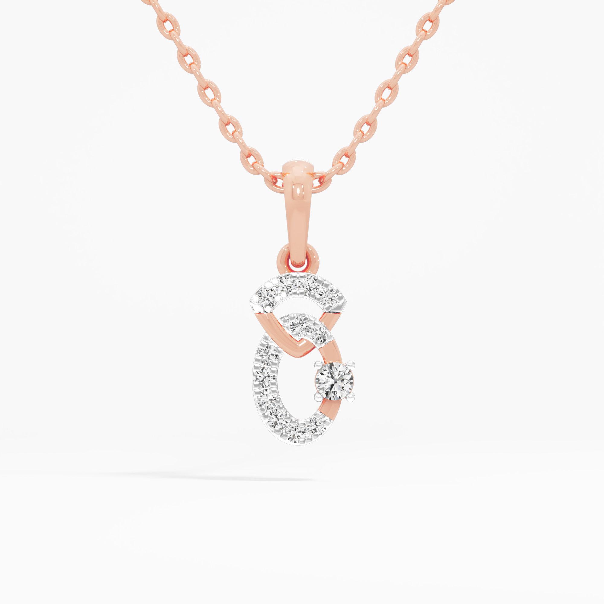 Graceful Curve Charms Pendants | Pendant Only (Chain Sold Separately) in 9KT Rose Gold (Diamond Quality: EF-VVS VS)