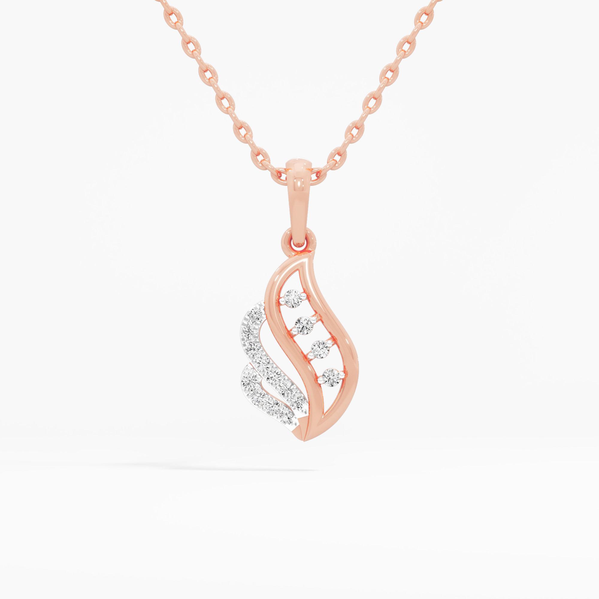 Glimmering Tendril Charms Pendants | Individual Pendant in 9KT Rose Gold (Diamond Quality: EF-VVS VS)