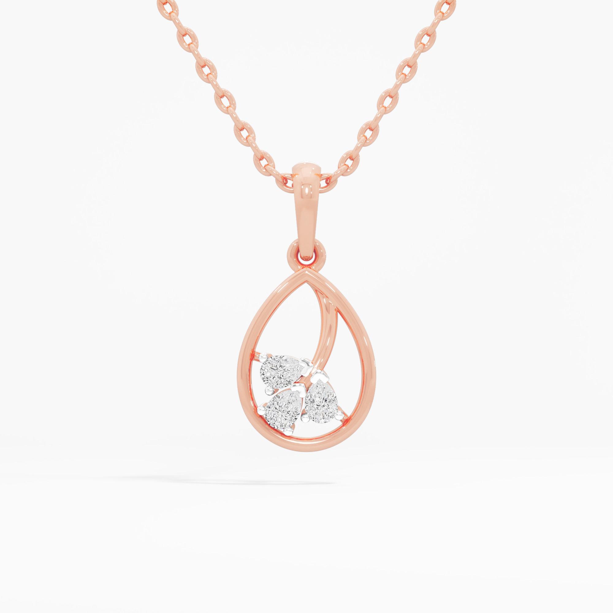 Glimmering Trio Drops Pendants | Individual Pendant in 9KT Rose Gold (Diamond Quality: FG-VVS VS)