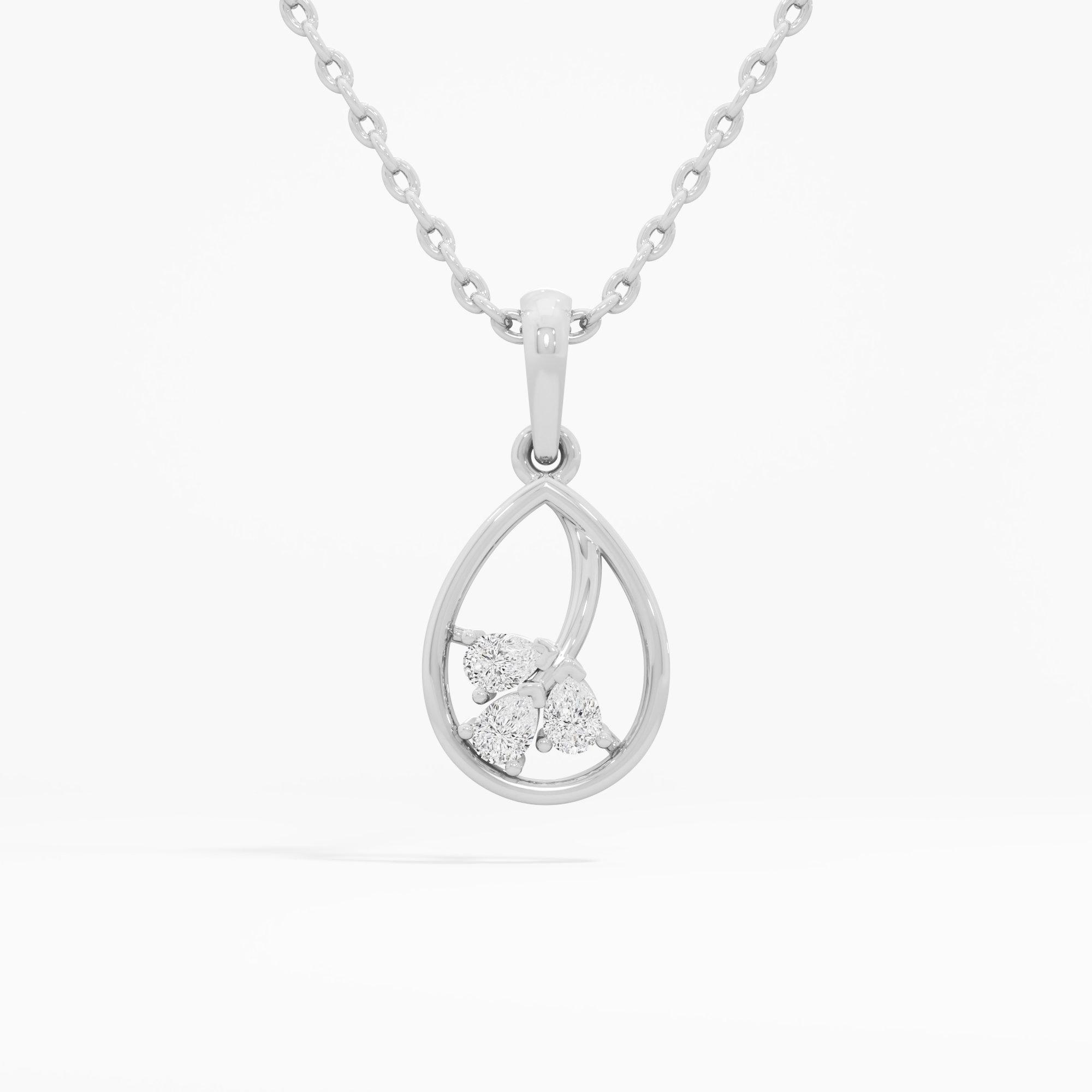 Glimmering Trio Drops Pendants | Standalone Pendant in 9KT White Gold (Diamond Quality: FG-VVS VS)