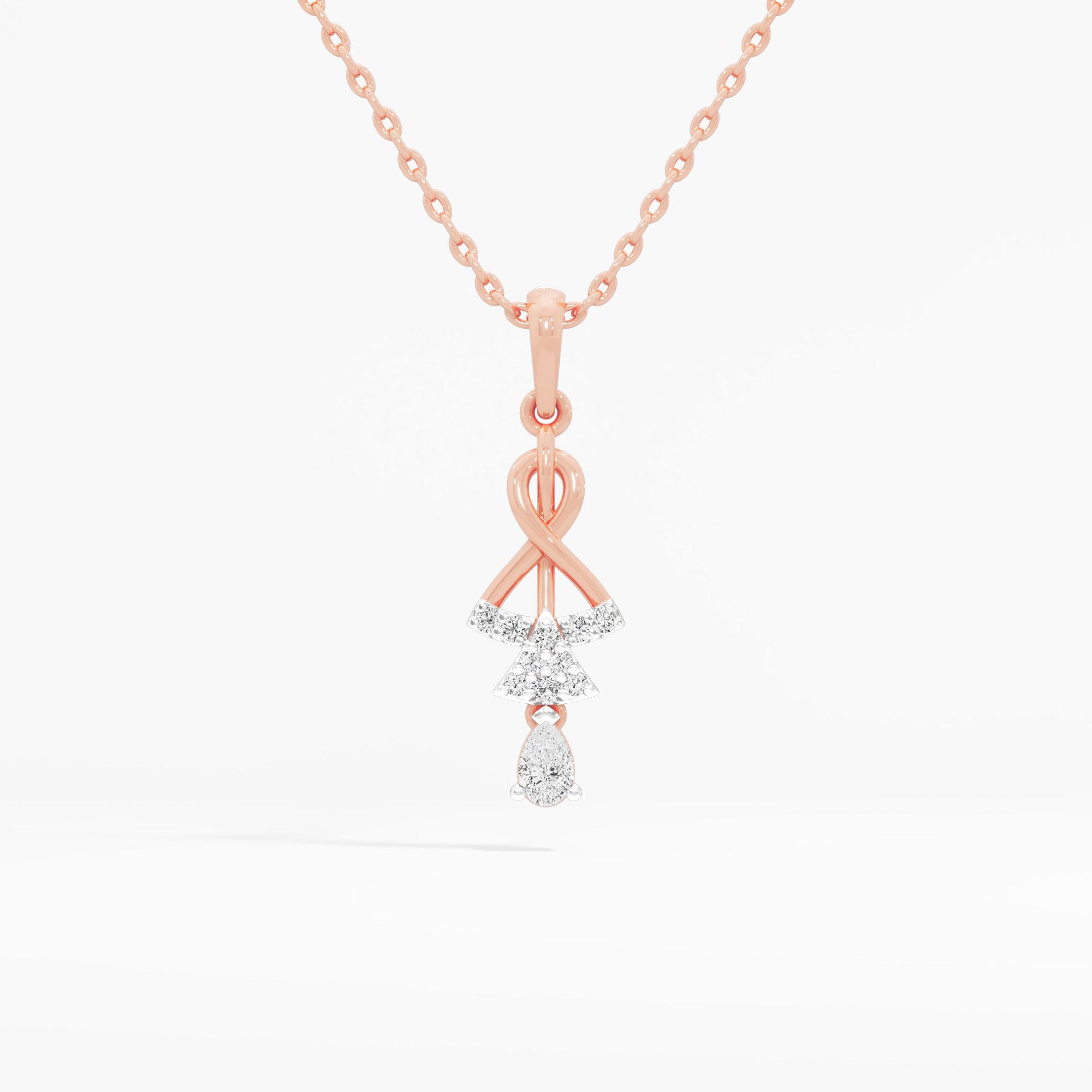 Twisted Dewdrop Drops Pendants | Pendant Only (Chain Sold Separately) in 9KT Rose Gold (Diamond Quality: FG-VVS VS)