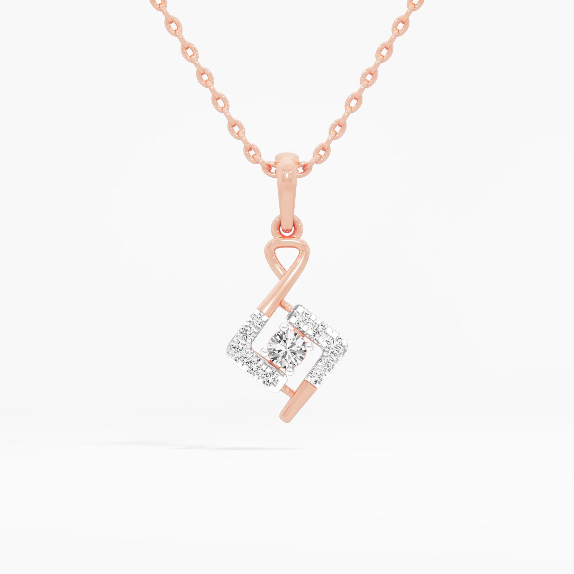 Melody Shimmer Halos Pendants | Pendant Only (Chain Sold Separately) in 9KT Rose Gold (Diamond Quality: EF-VVS VS)