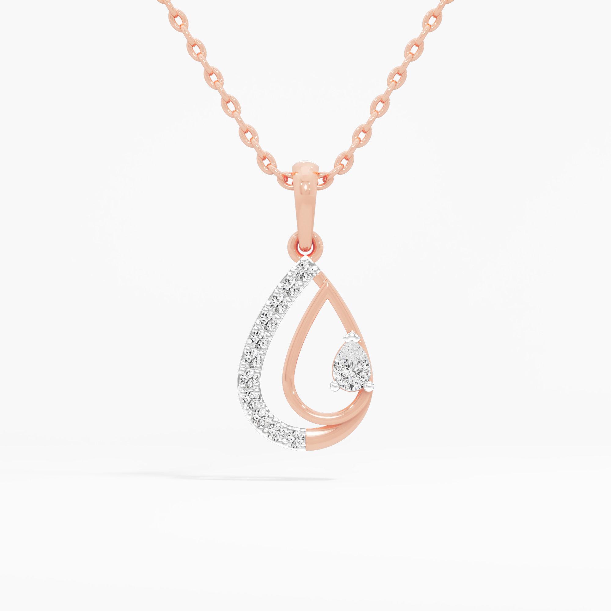 Deep Serenity Drop Drops Pendants | Individual Pendant in 9KT Rose Gold (Diamond Quality: FG-VVS VS)